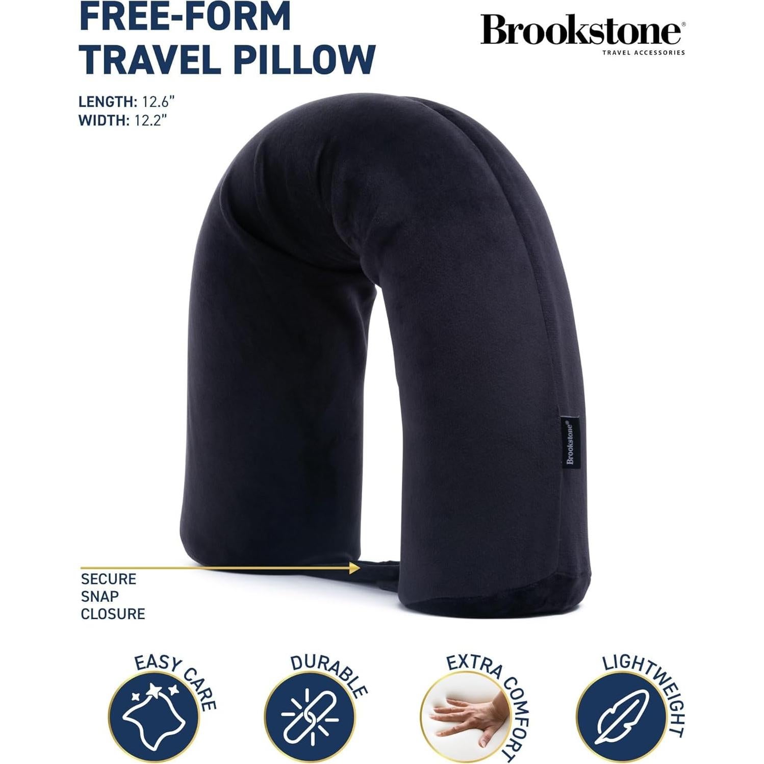 Almohada de Viaje Brookstone Free Form - Espuma Viscoelástica Negra