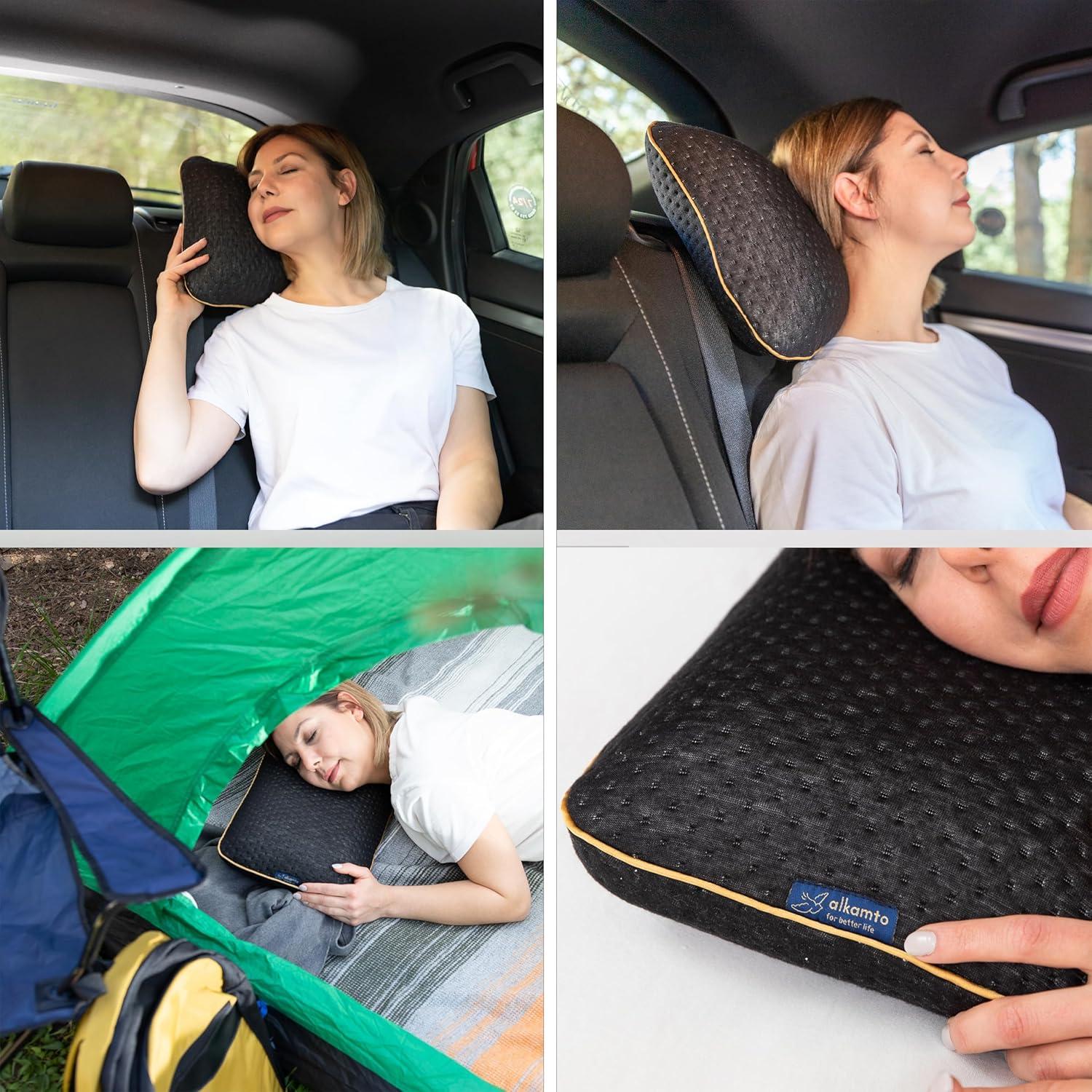 Almohada de viaje Alkamto viscoelástica con funda térmica