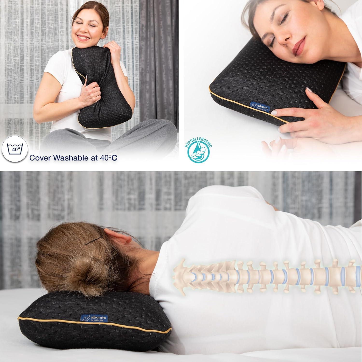 Almohada de viaje Alkamto viscoelástica con funda térmica