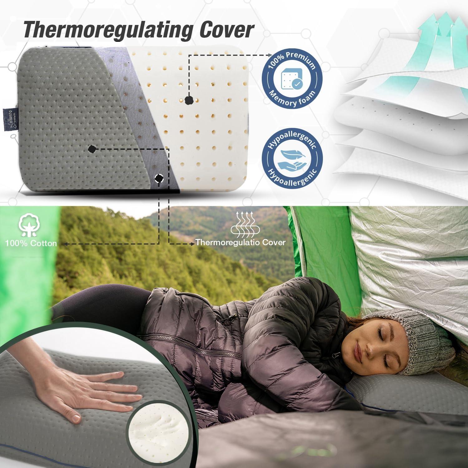 Almohada de Viaje Alkamto Espuma Viscoelástica Gris 40x25 cm