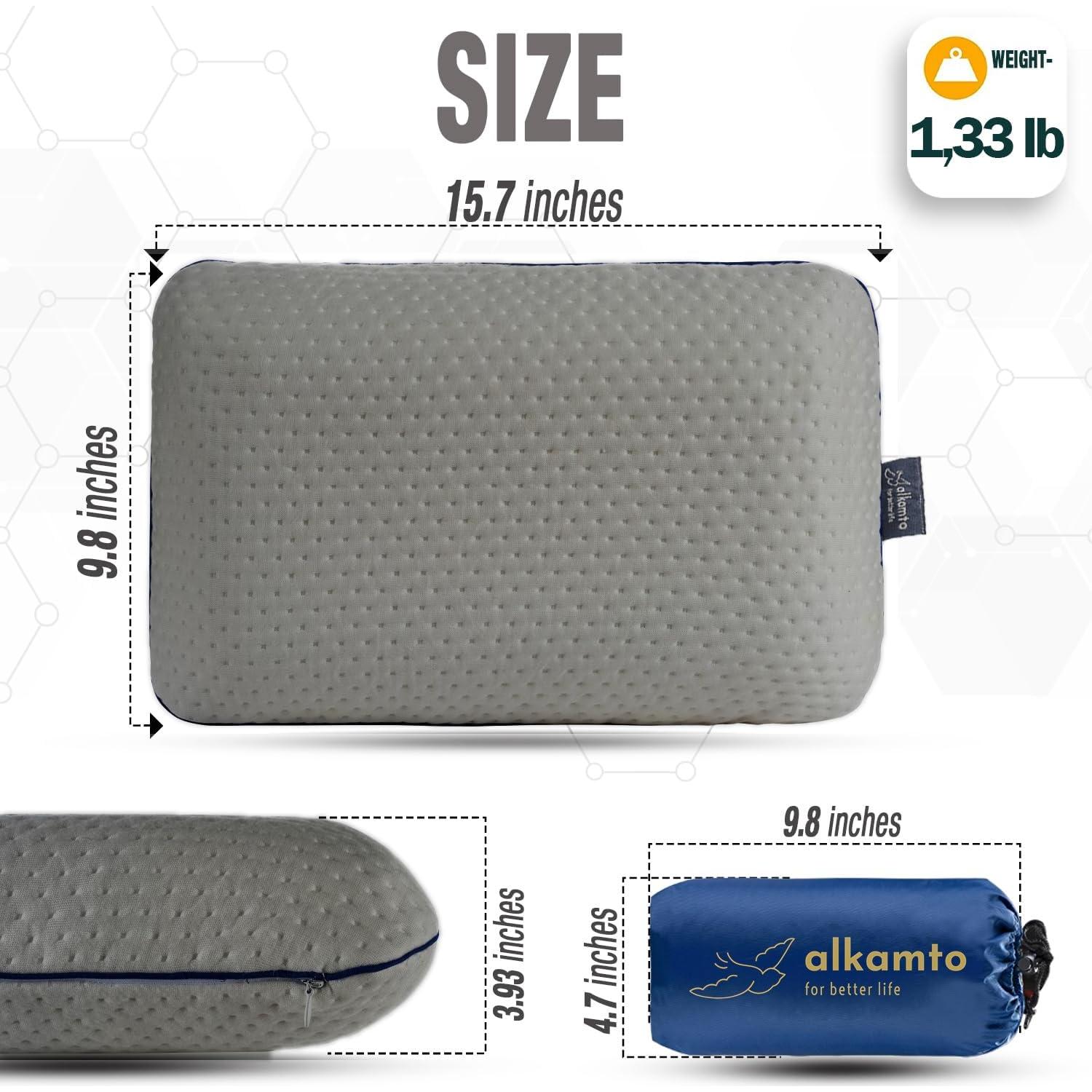 Almohada de Viaje Alkamto Espuma Viscoelástica Gris 40x25 cm