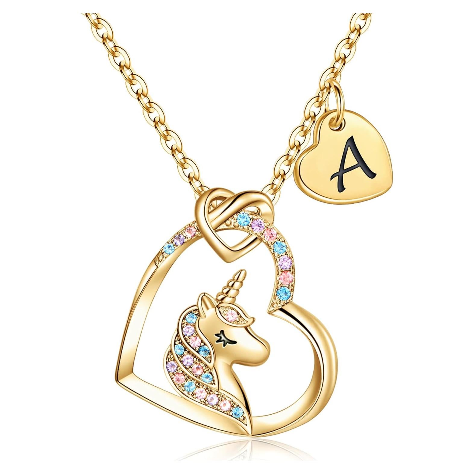 Collar de Unicornio Hidepoo con Corazón CZ 45.72 cm Oro