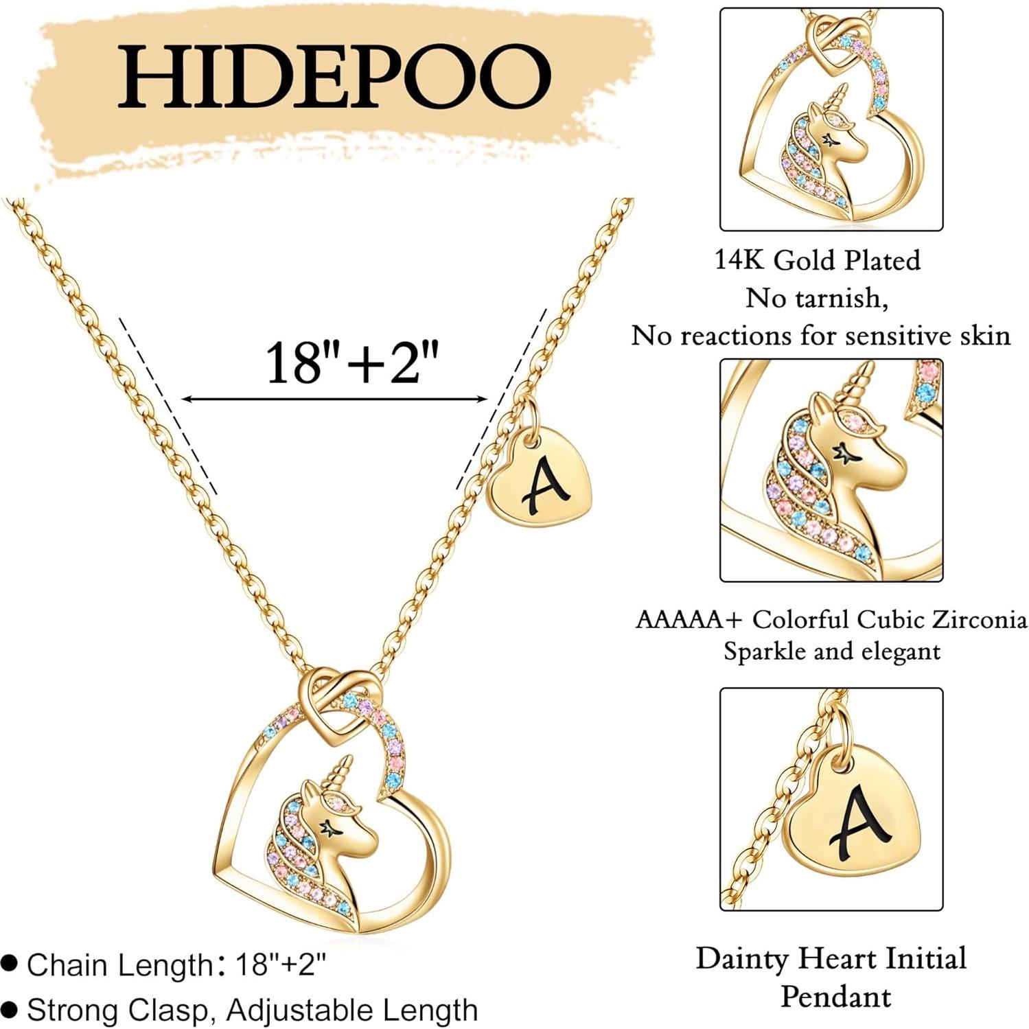 Collar de Unicornio Hidepoo con Corazón CZ 45.72 cm Oro
