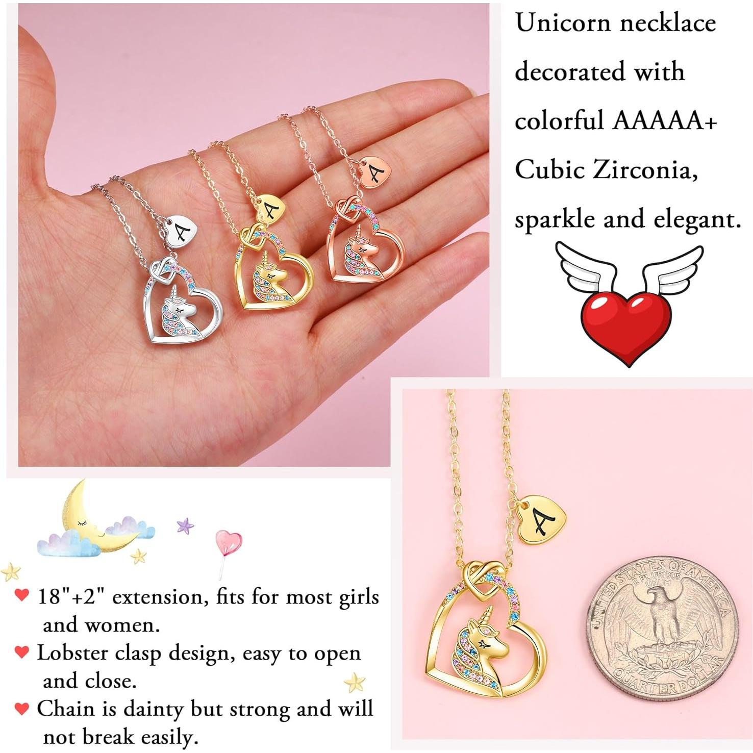 Collar de Unicornio Hidepoo con Corazón CZ 45.72 cm Oro