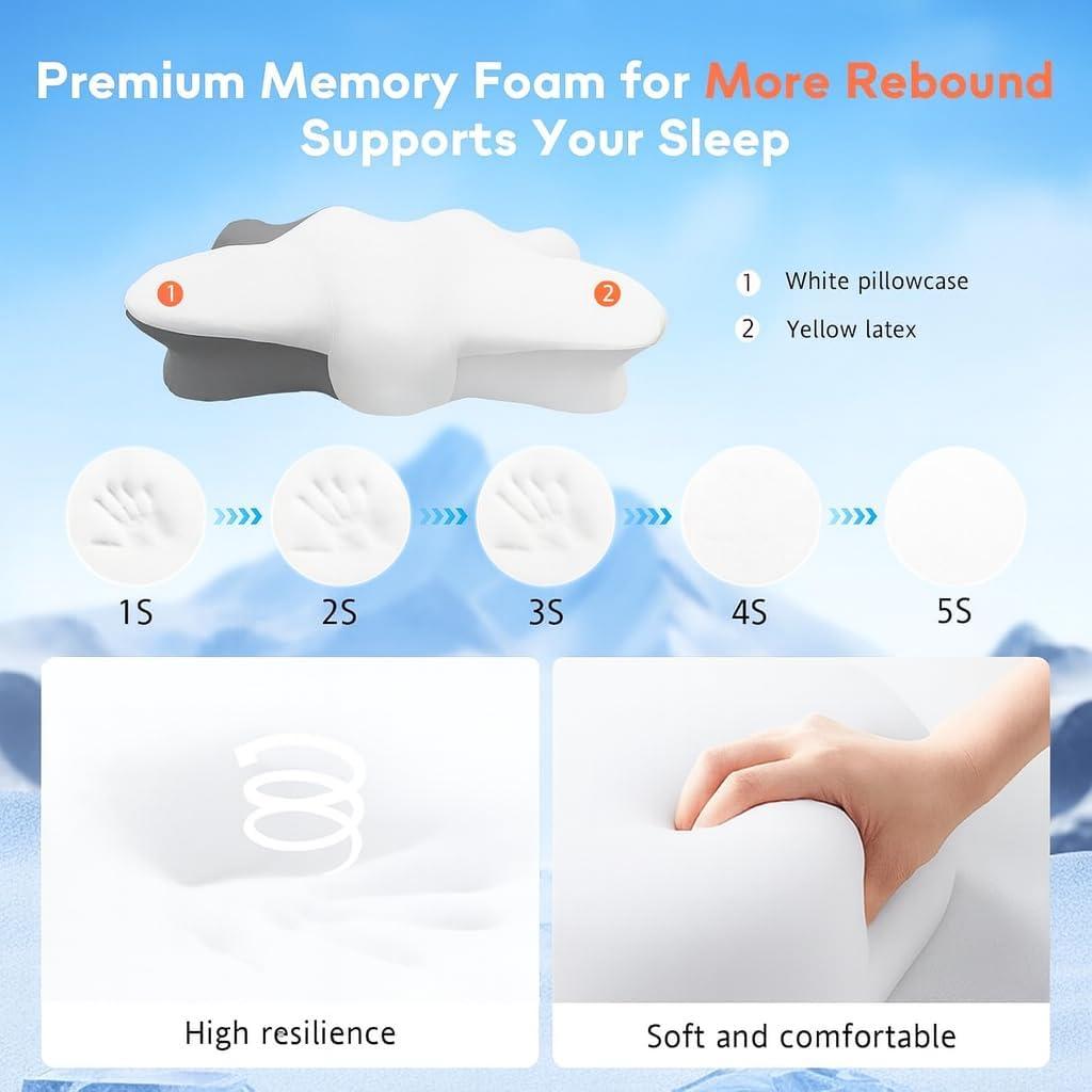 Cojín Cervical Ergonomico Ofwaterstroll Blanco-Gris 62x38cm