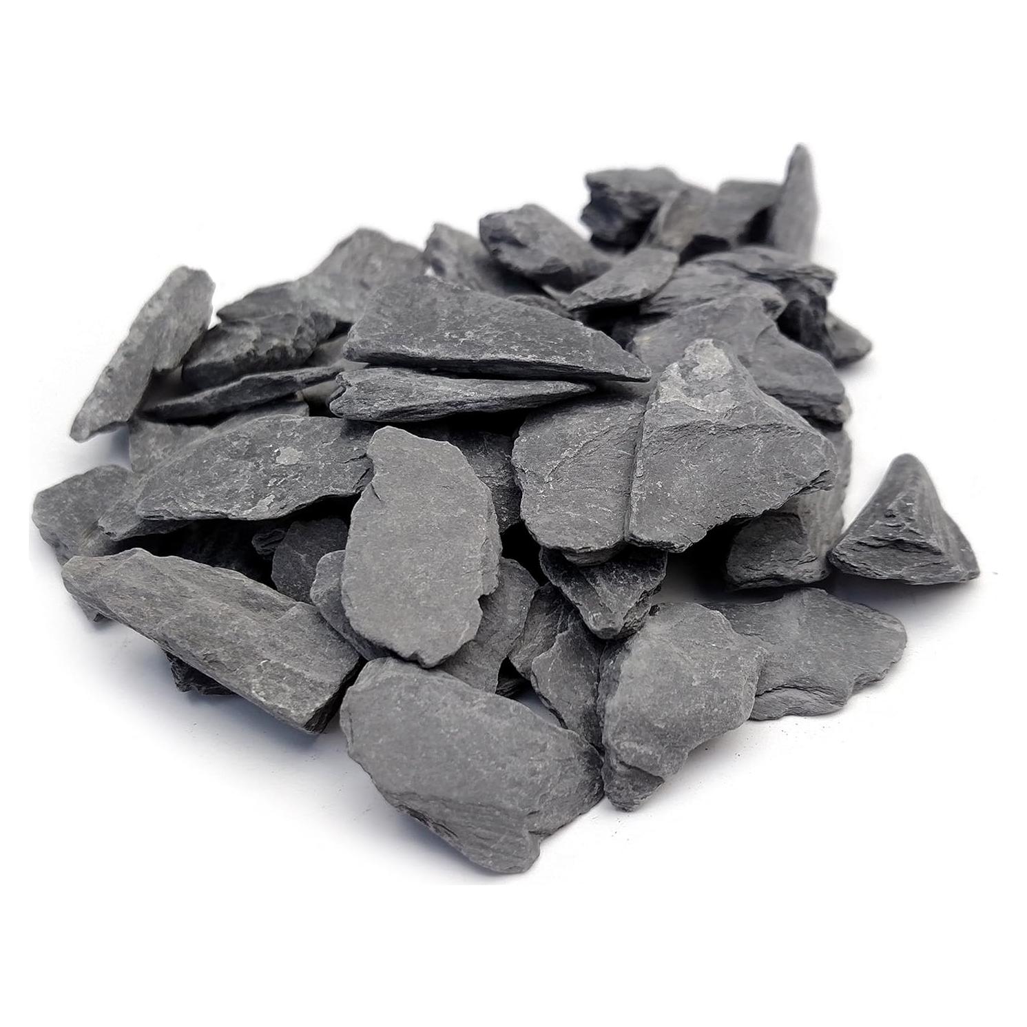 Natural Slate Stone -1/2 to 1 inch. Perfect Size for Miniature or Fairy Gardens, Aquariums, Reptiles, Terrariums, Model Railroads, Dioramas & Wargaming (1lb Grey)