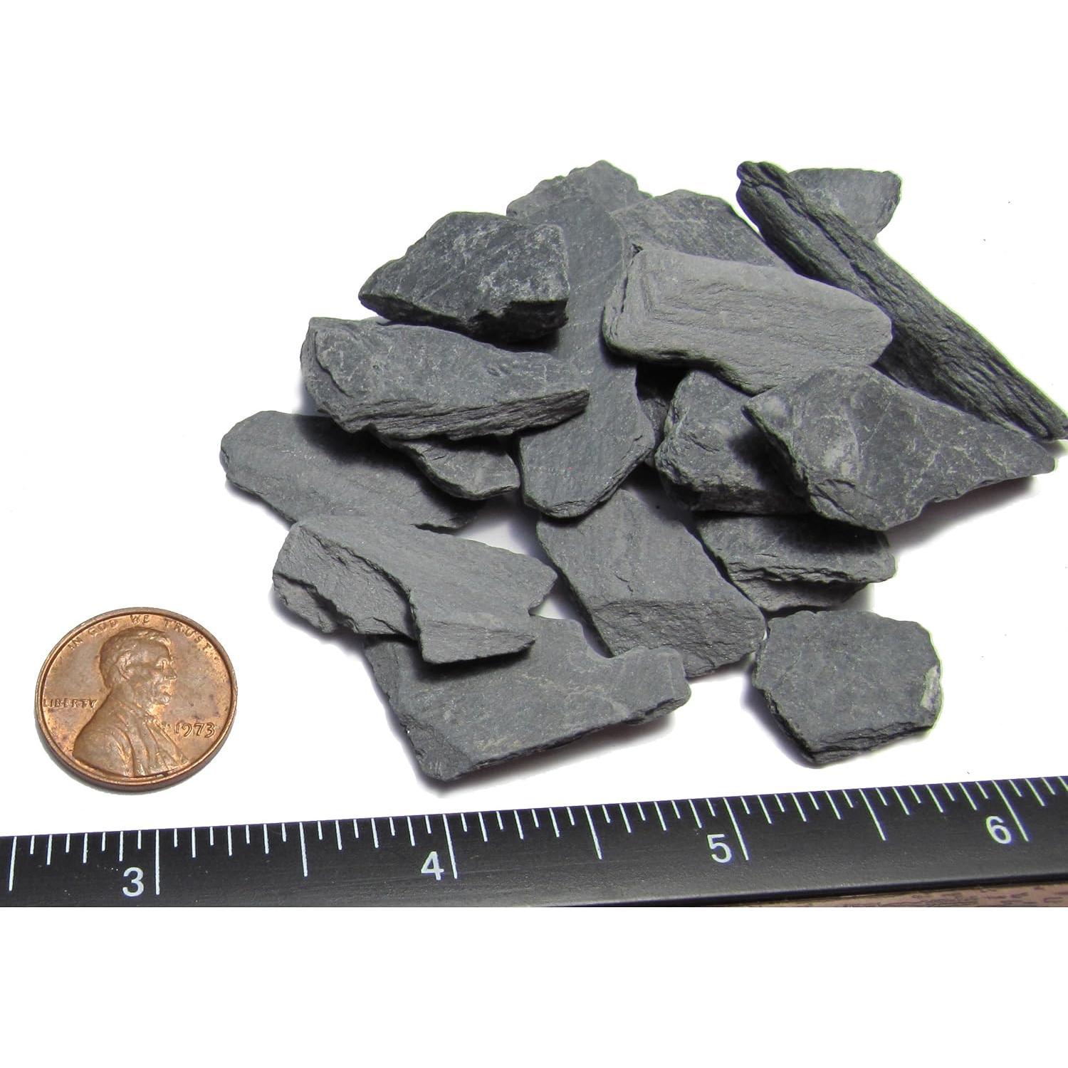 Natural Slate Stone -1/2 to 1 inch. Perfect Size for Miniature or Fairy Gardens, Aquariums, Reptiles, Terrariums, Model Railroads, Dioramas & Wargaming (1lb Grey)