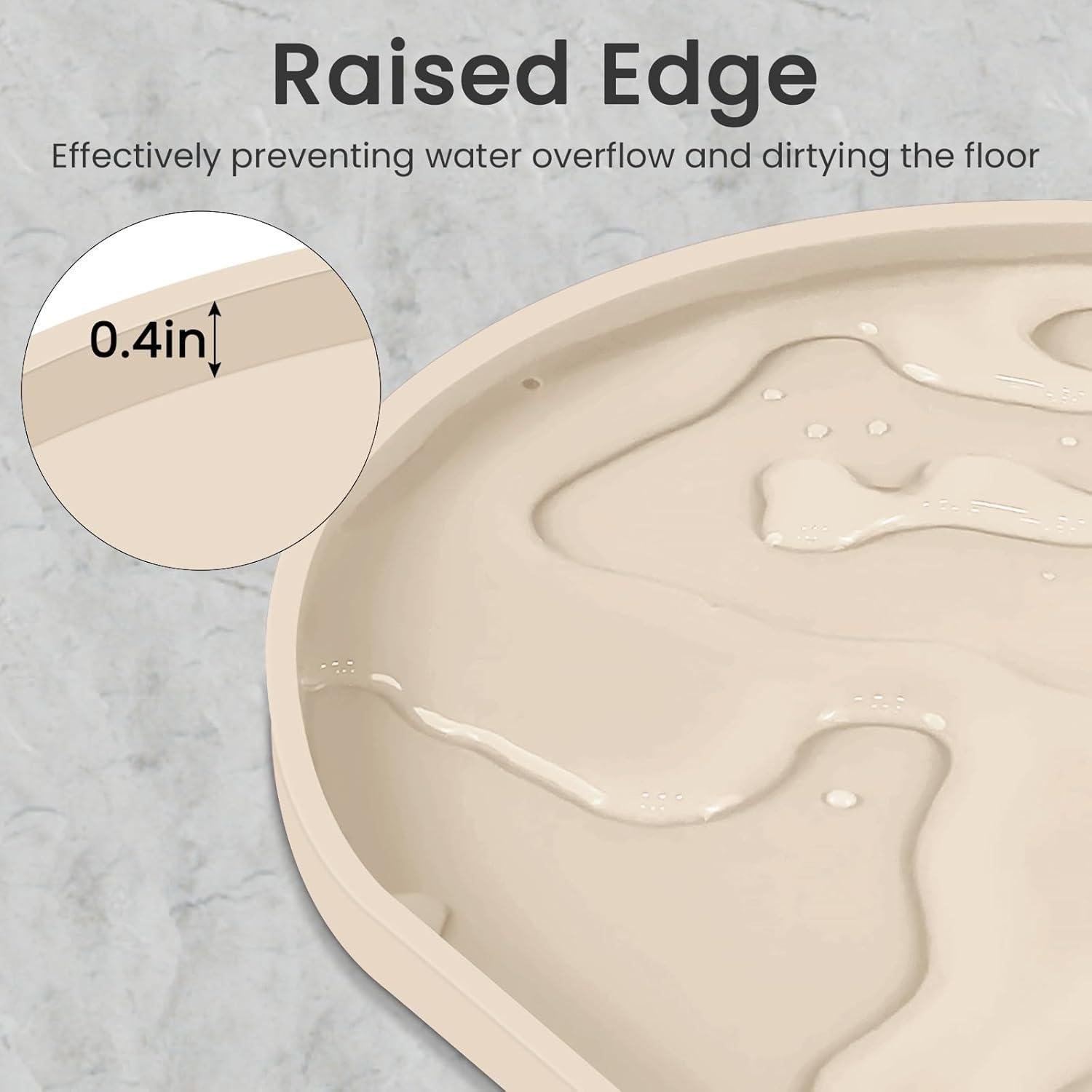 Silicone Pet Placemat for Dogs and Cats, Non-Slip Waterproof Dog Feeding Bowl Mats for Food and Water, Small Medium Large Pet Puppy Tray Mat Prevent Residues from Spilling onto The Floor, Beige