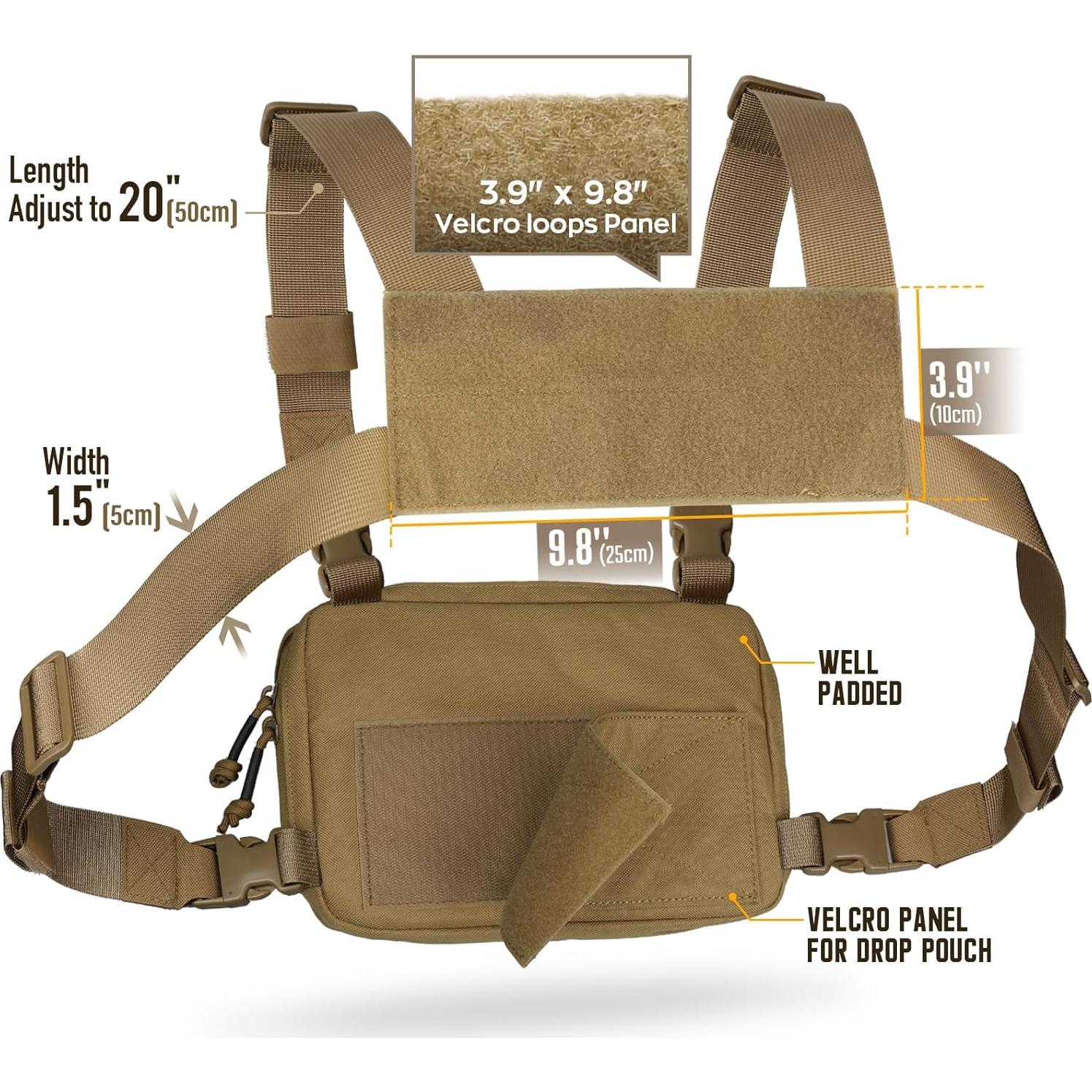 Bolsa Táctica WYNEX de Pecho Caqui con Molle 25x18 cm