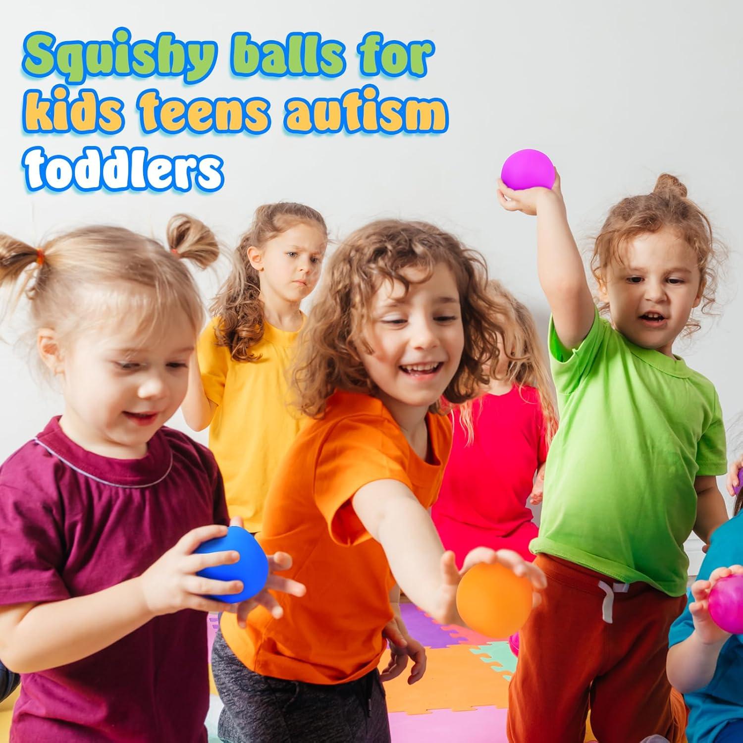 Squishy Stress Balls for Kids Adults: 18 Pack Stretchy Fidget Ball for Anxiety Stress Relief, Hand Therapy Sensory Squishy Ball, Party Favors Classroom Prizes, Fidgets for Classroom Prize Box Toys