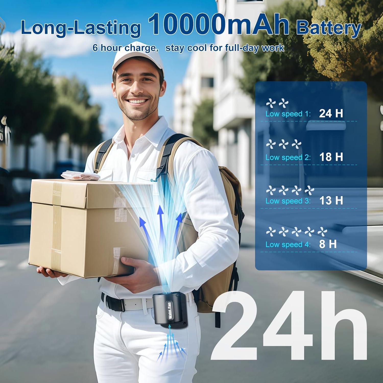 Ventilador Portátil de Cintura FUNNBIE HY-8051 10000mAh 4 Velocidades