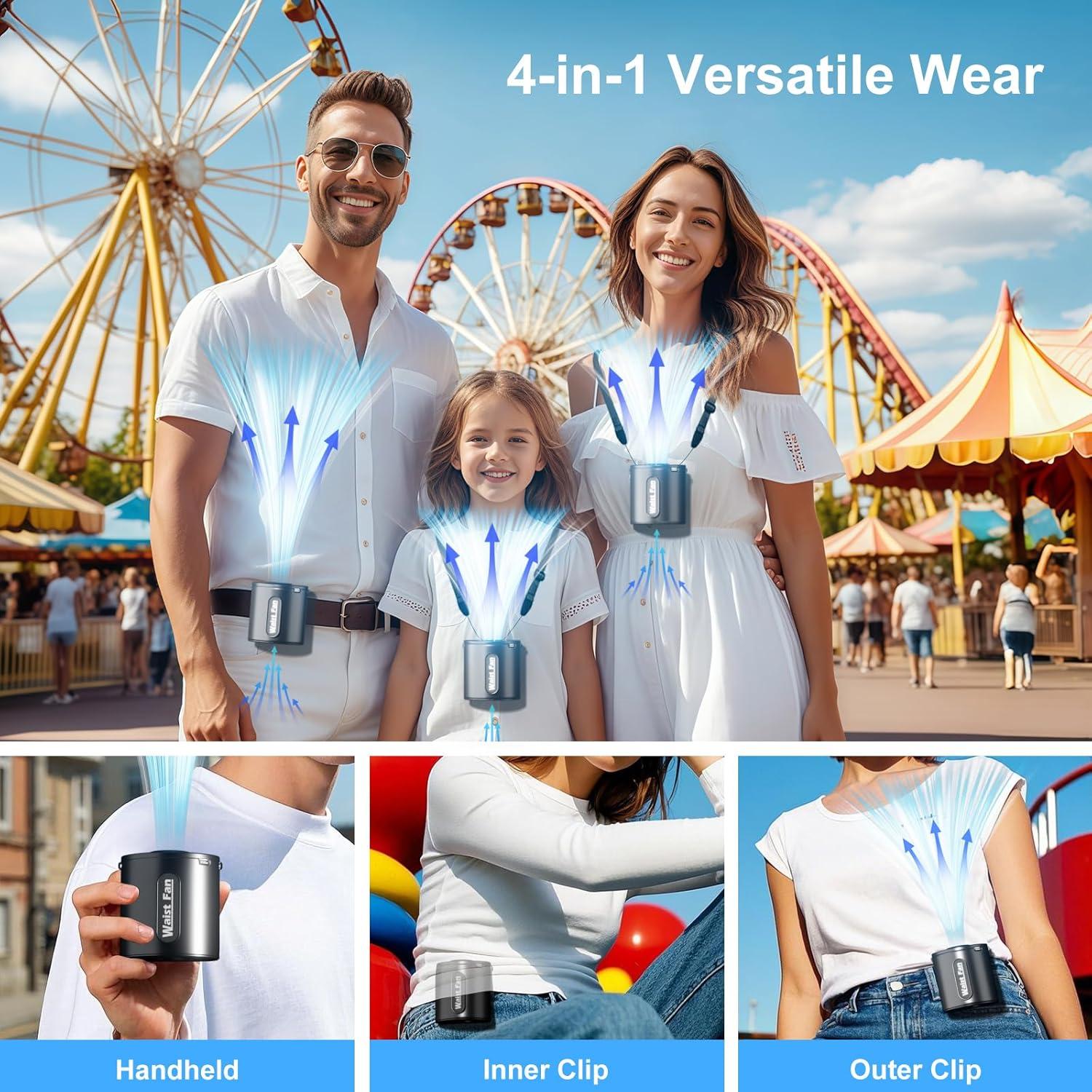 Ventilador Portátil de Cintura FUNNBIE HY-8051 10000mAh 4 Velocidades