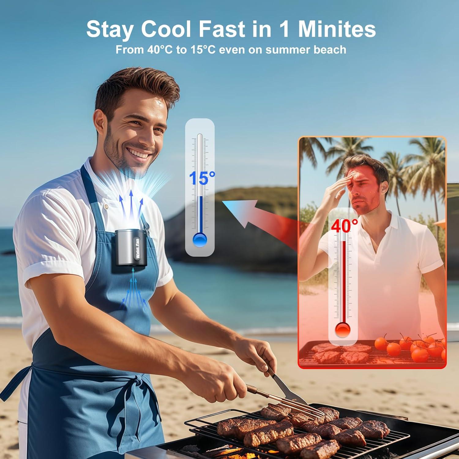 Ventilador Portátil de Cintura FUNNBIE HY-8051 10000mAh 4 Velocidades