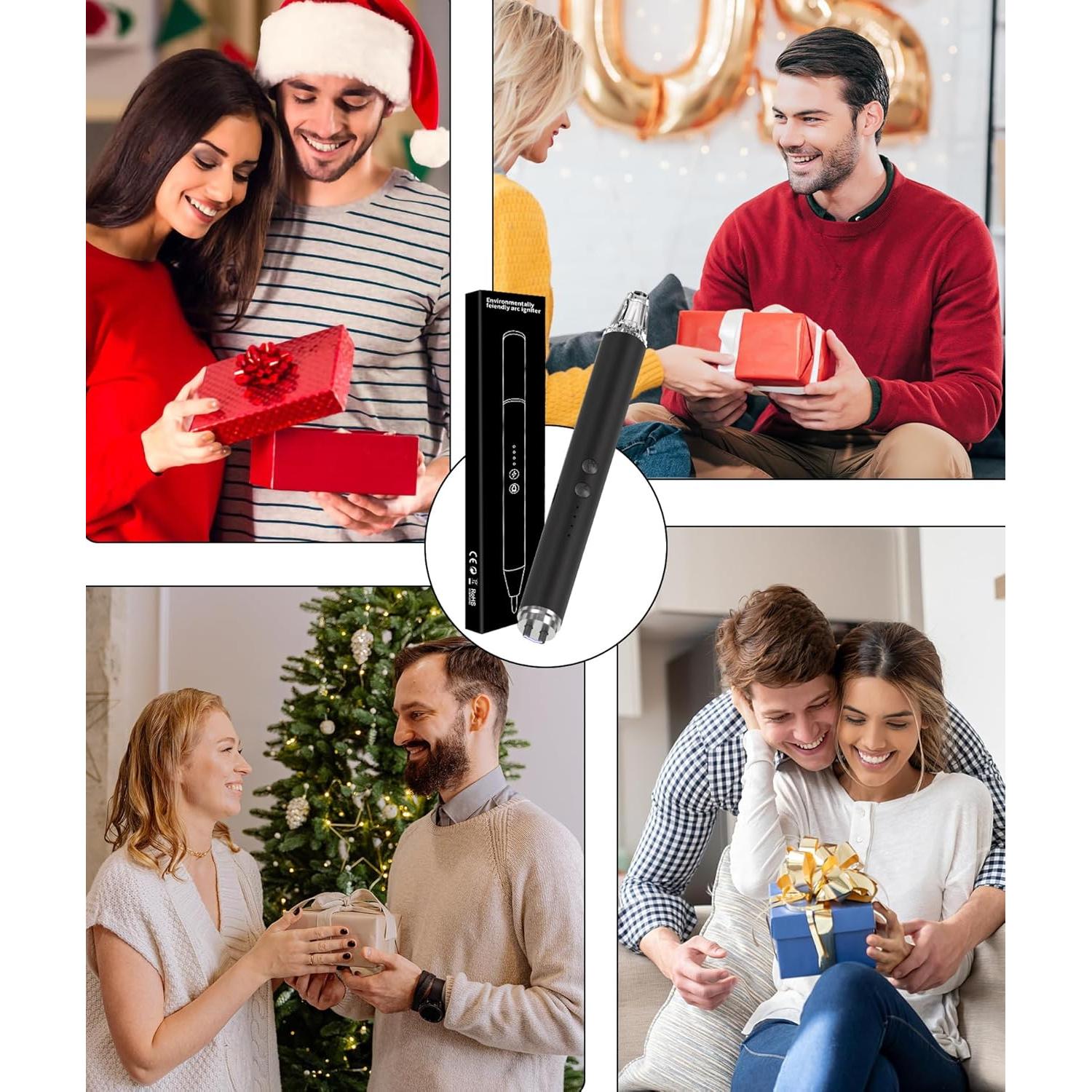 Lighter Electric Candle Lighter with LED, Stocking Stuffers for Adults Women Men Wife Nana, Long Electronic Rechargeable USB Arc Lighters for Candle Camping BBQ, Gift for Women Men Mom Wife