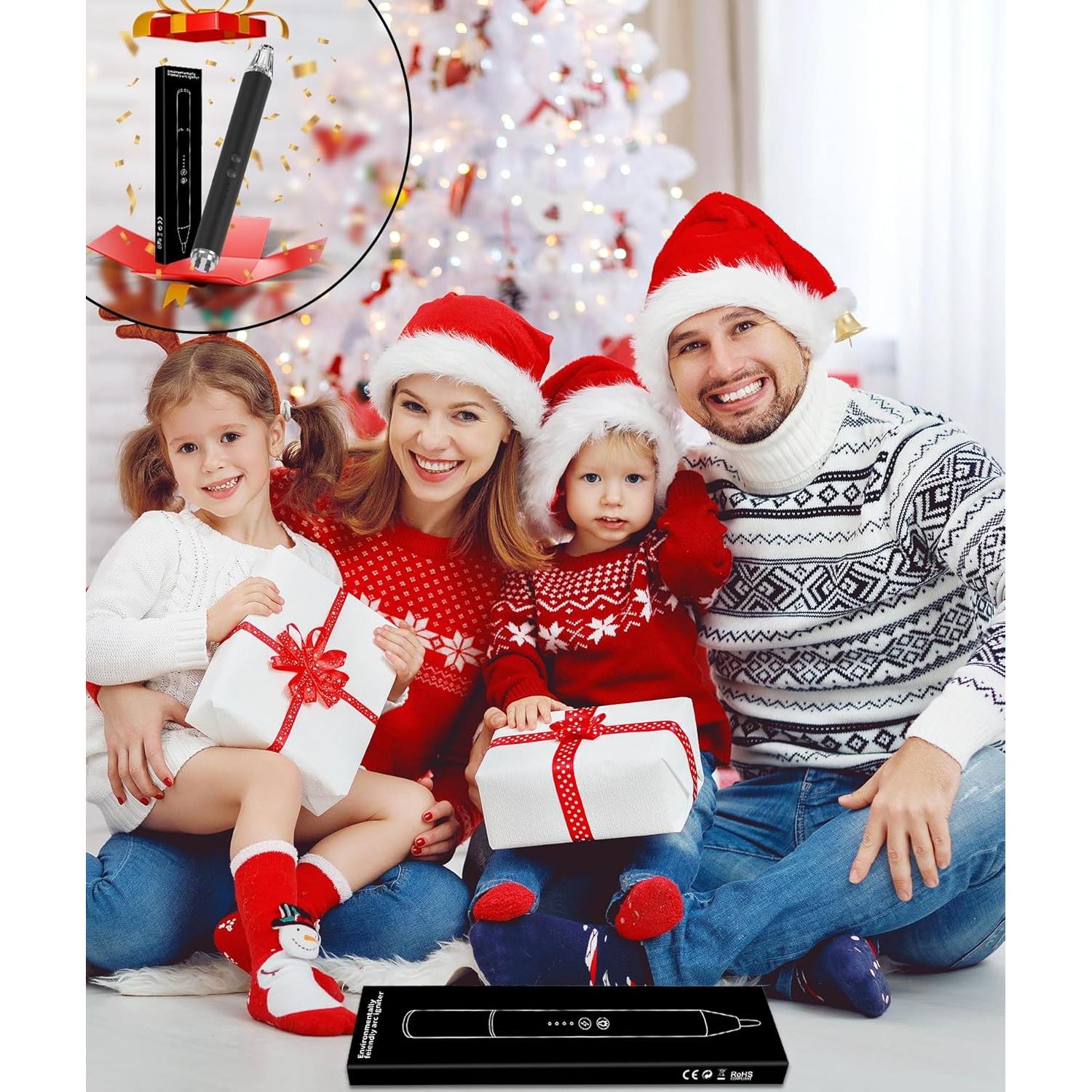 Lighter Electric Candle Lighter with LED, Stocking Stuffers for Adults Women Men Wife Nana, Long Electronic Rechargeable USB Arc Lighters for Candle Camping BBQ, Gift for Women Men Mom Wife