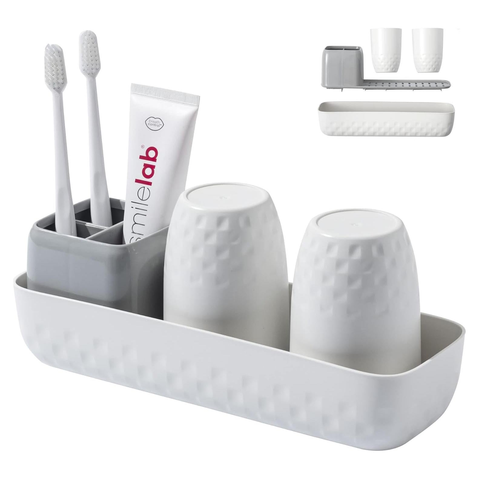 Soporte para Cepillos de Dientes Vowupt Blanco con 3 Ranuras