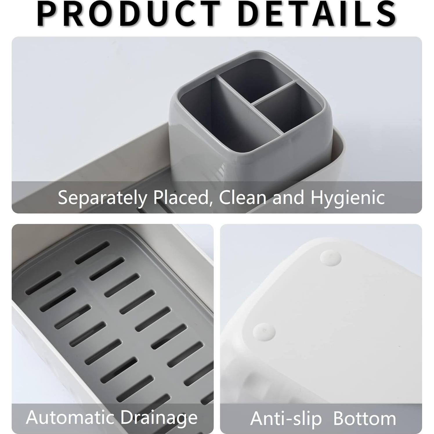 Soporte para Cepillos de Dientes Vowupt Blanco con 3 Ranuras