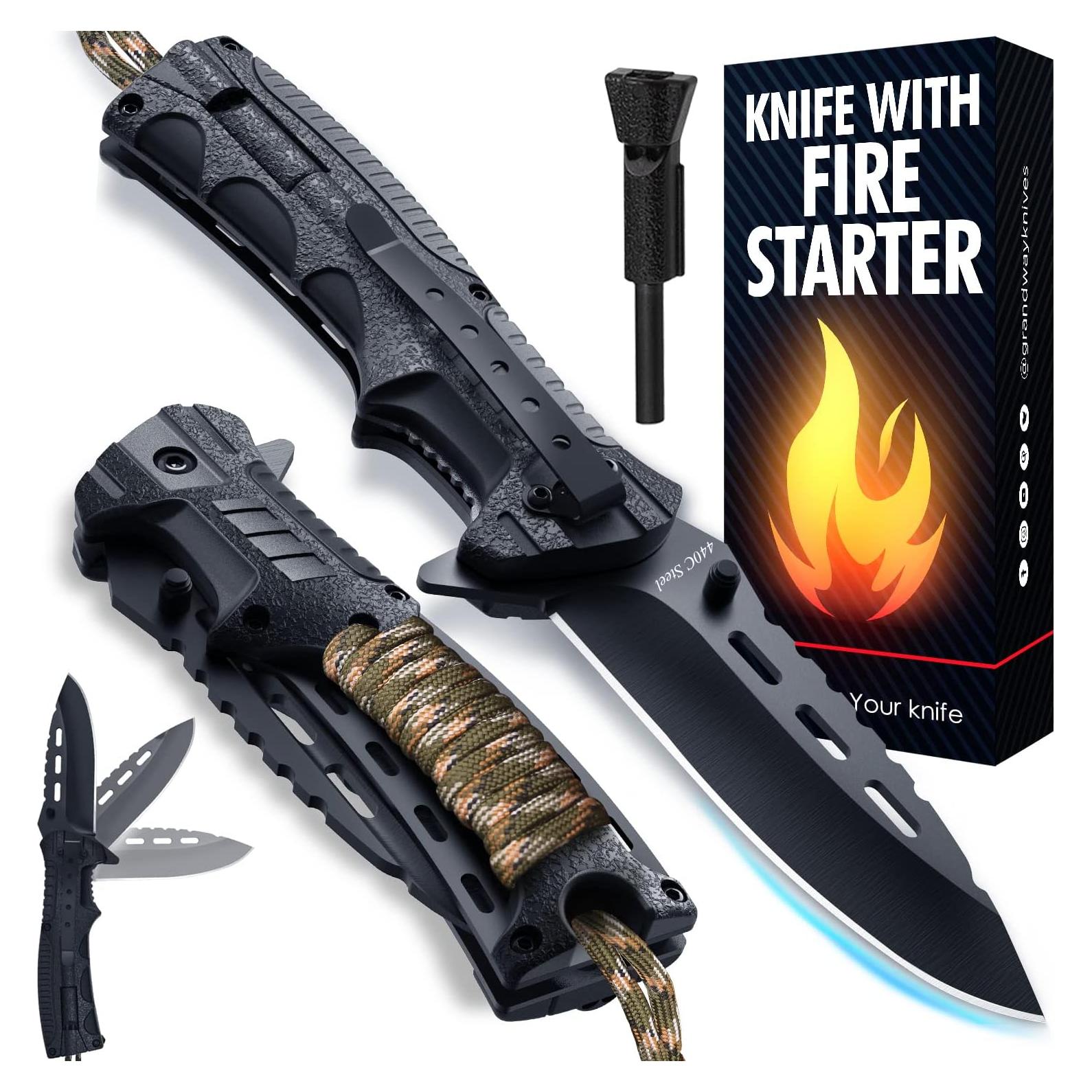 Cuchillo de bolsillo Grand Way con iniciador de fuego 21.5 cm