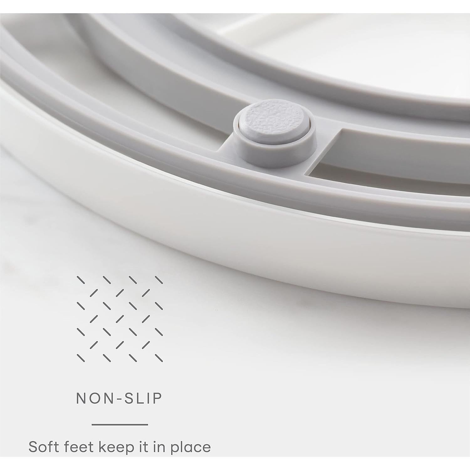 YouCopia Crazy Susan Two-Tier Turntable, Height-Adjustable Lazy Susan Organizer for Kitchen Cabinet and Pantry Organization and Storage, White