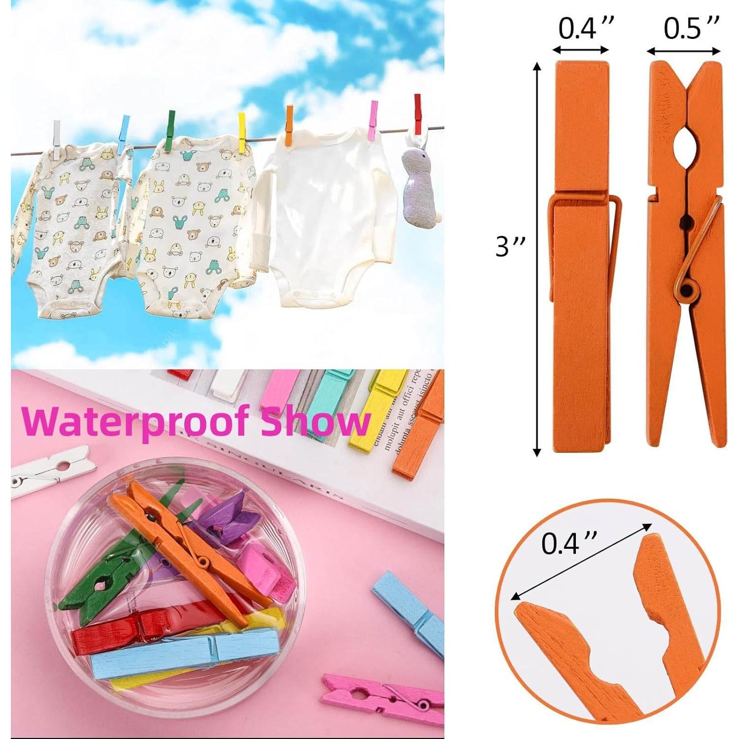 80 Pinzas de Madera de Colores Tecbeauty para Ropa 7.6 cm