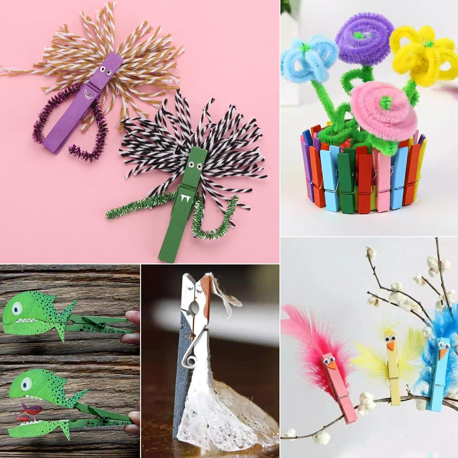 80 Pinzas de Madera de Colores Tecbeauty para Ropa 7.6 cm