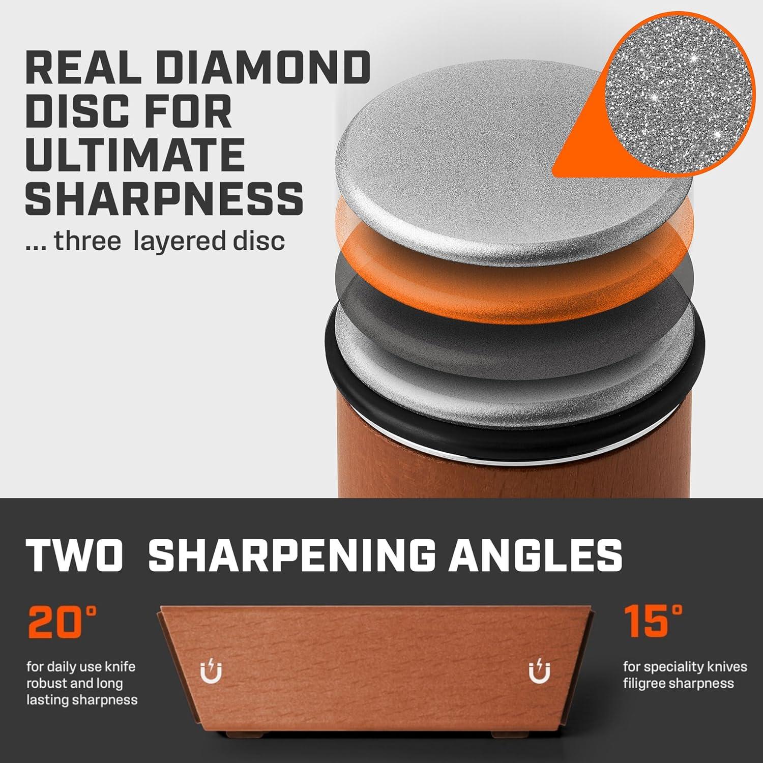 The Original Tumbler Rolling Knife Sharpener™ - Ultimate Fathers Day Gift - Knife Sharpening Made Easy - Knife Sharpener Tool for Kitchen Knives - Knife Sharpener Kit Offers 15 & 20 Degree Sharpening