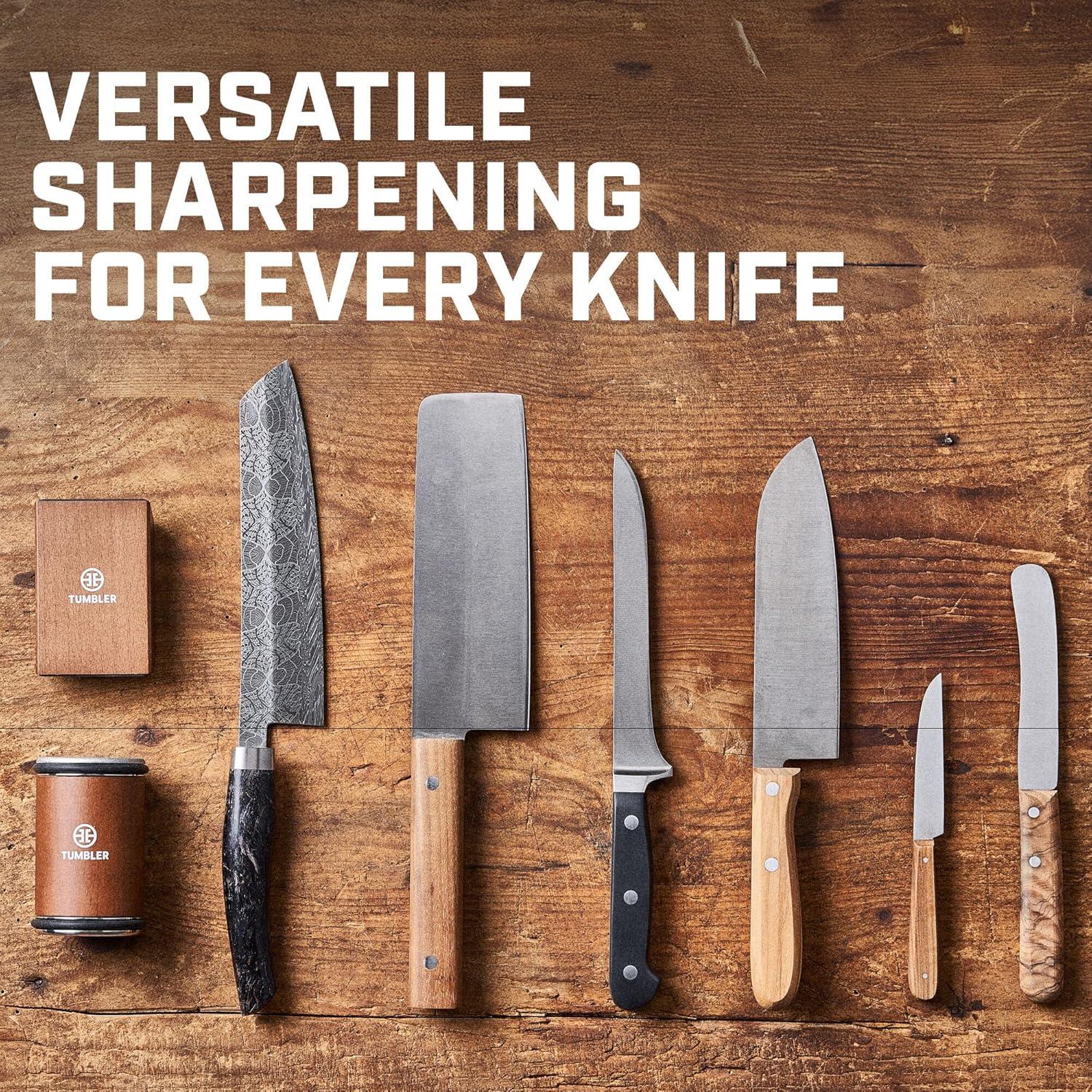 The Original Tumbler Rolling Knife Sharpener™ - Ultimate Fathers Day Gift - Knife Sharpening Made Easy - Knife Sharpener Tool for Kitchen Knives - Knife Sharpener Kit Offers 15 & 20 Degree Sharpening