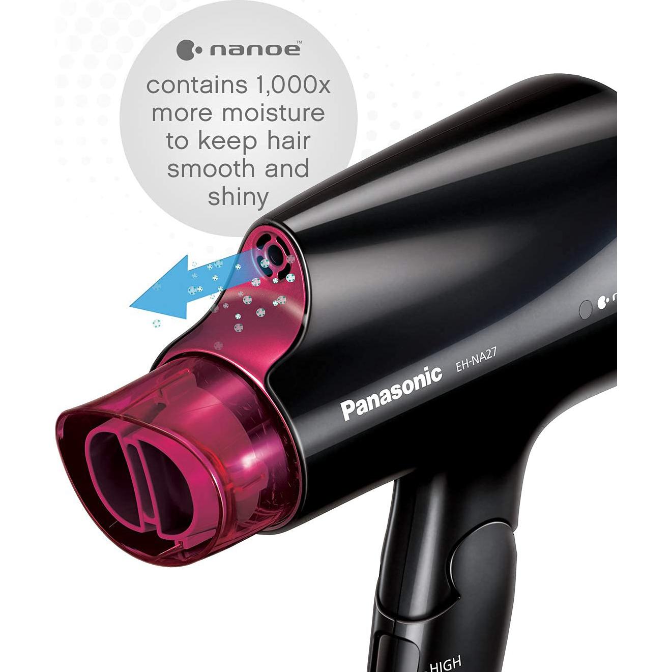 Secador de pelo compacto Panasonic EH-NA27-K 1400W negro/rosa
