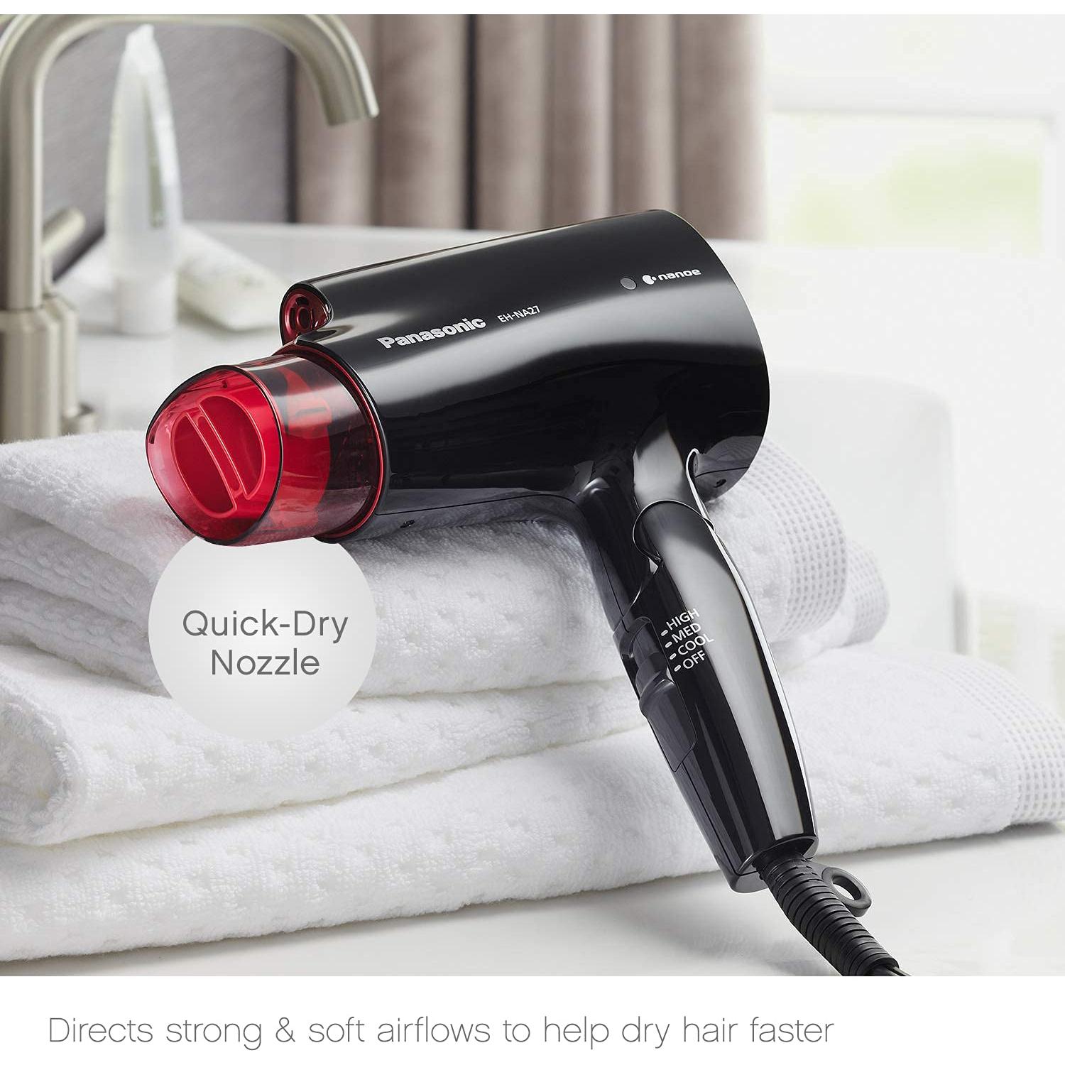 Secador de pelo compacto Panasonic EH-NA27-K 1400W negro/rosa