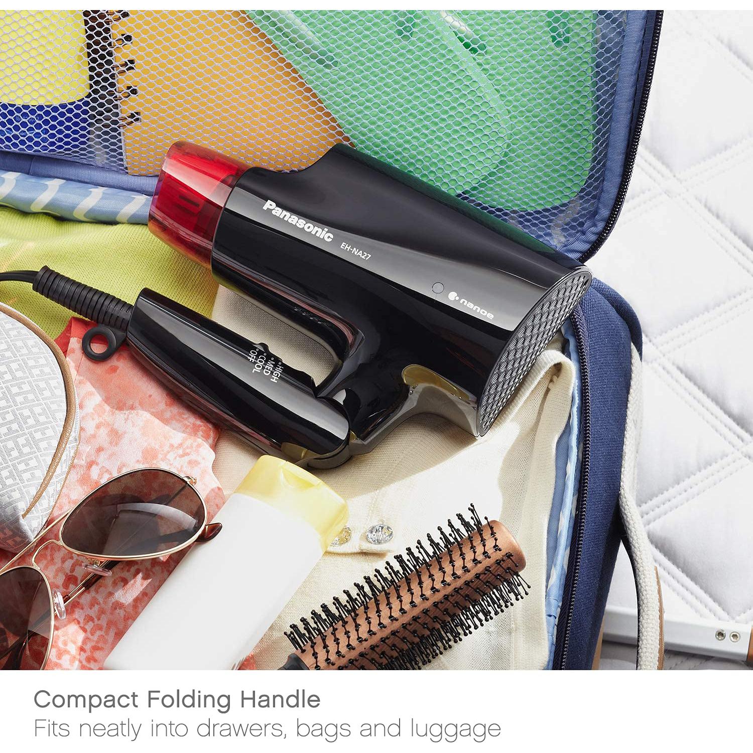 Secador de pelo compacto Panasonic EH-NA27-K 1400W negro/rosa