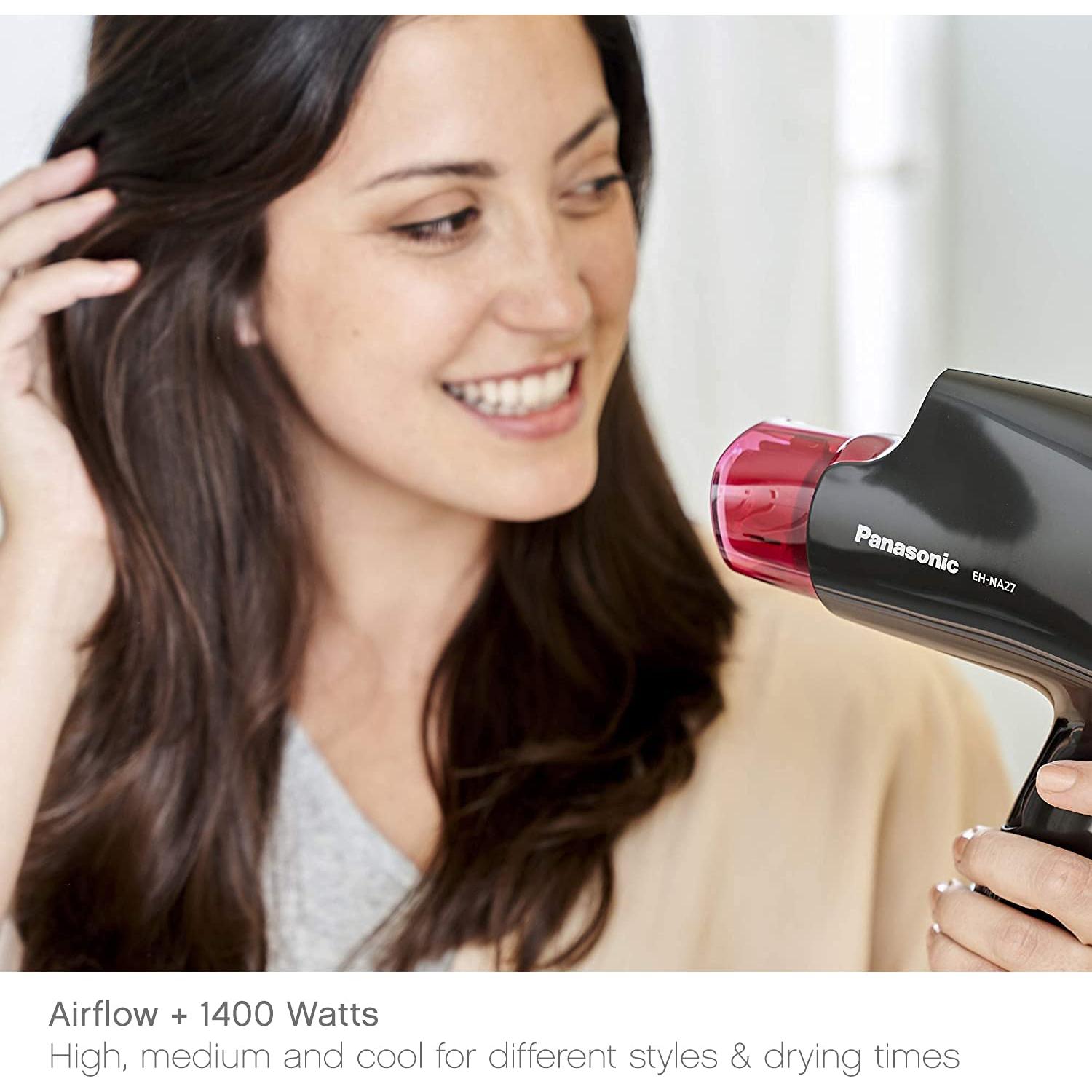 Secador de pelo compacto Panasonic EH-NA27-K 1400W negro/rosa