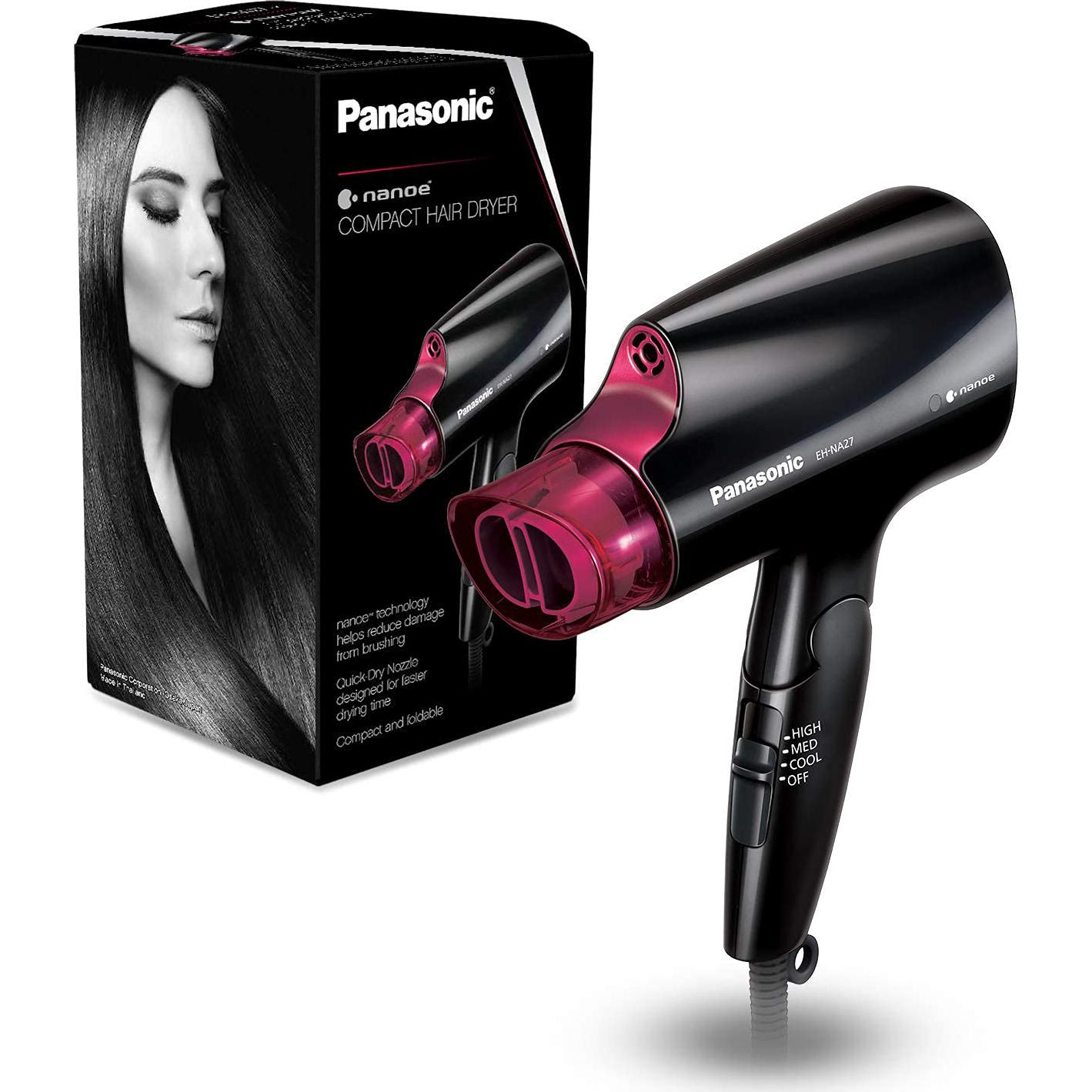 Secador de pelo compacto Panasonic EH-NA27-K 1400W negro/rosa