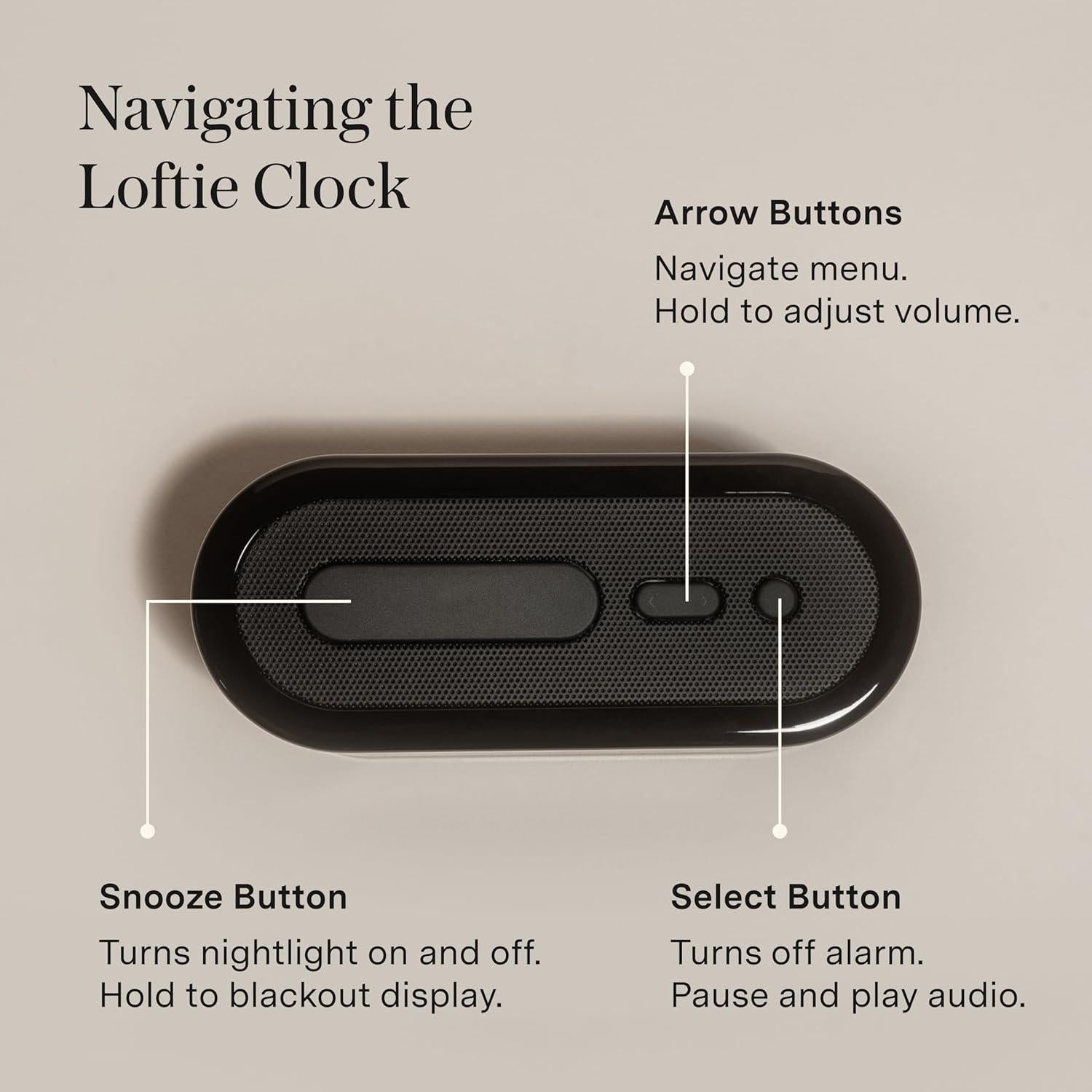 Reloj Despertador Loftie Inteligente con Luz y Sonidos - Negro