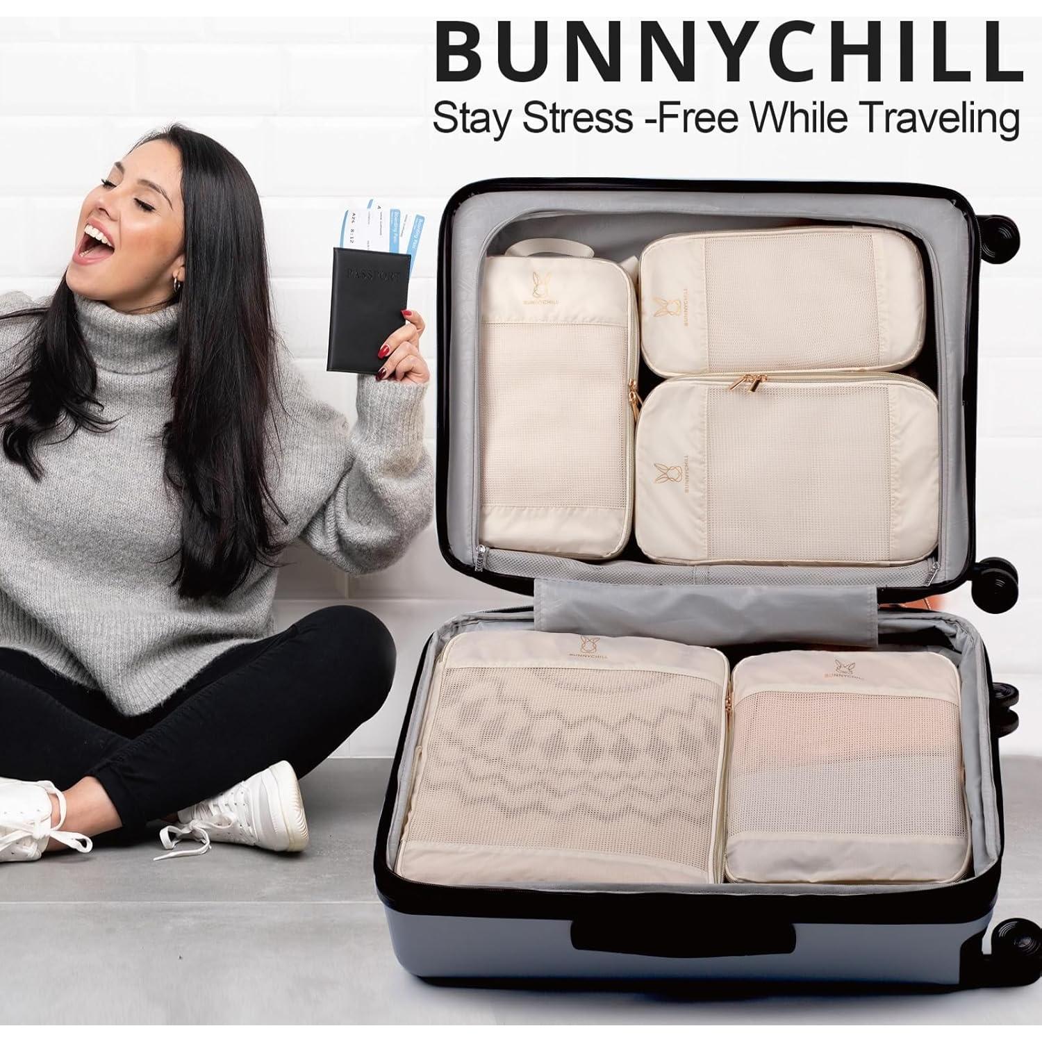 Set de 6 Cubos de Compresión Expandibles Bunnychill Beige