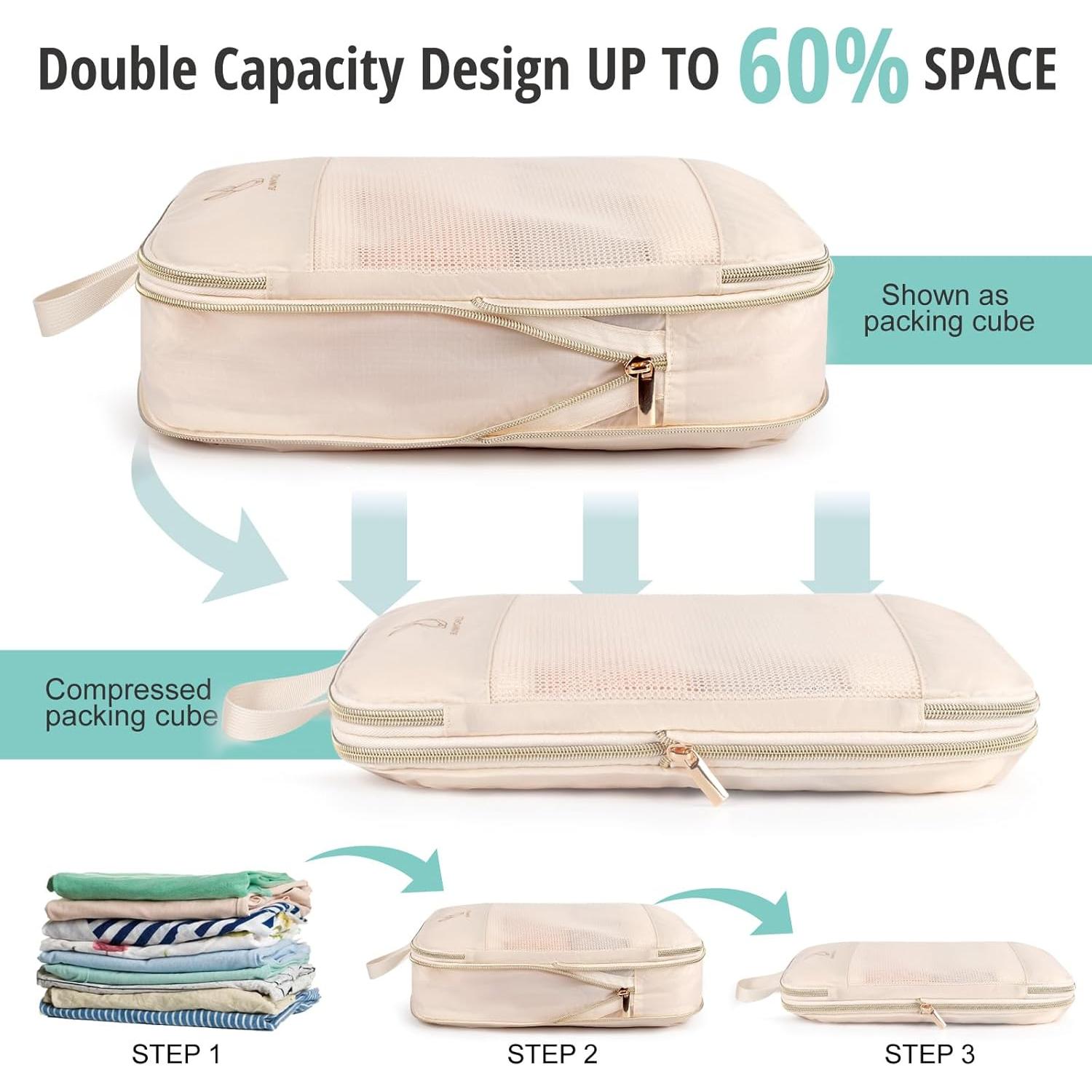 Set de 6 Cubos de Compresión Expandibles Bunnychill Beige