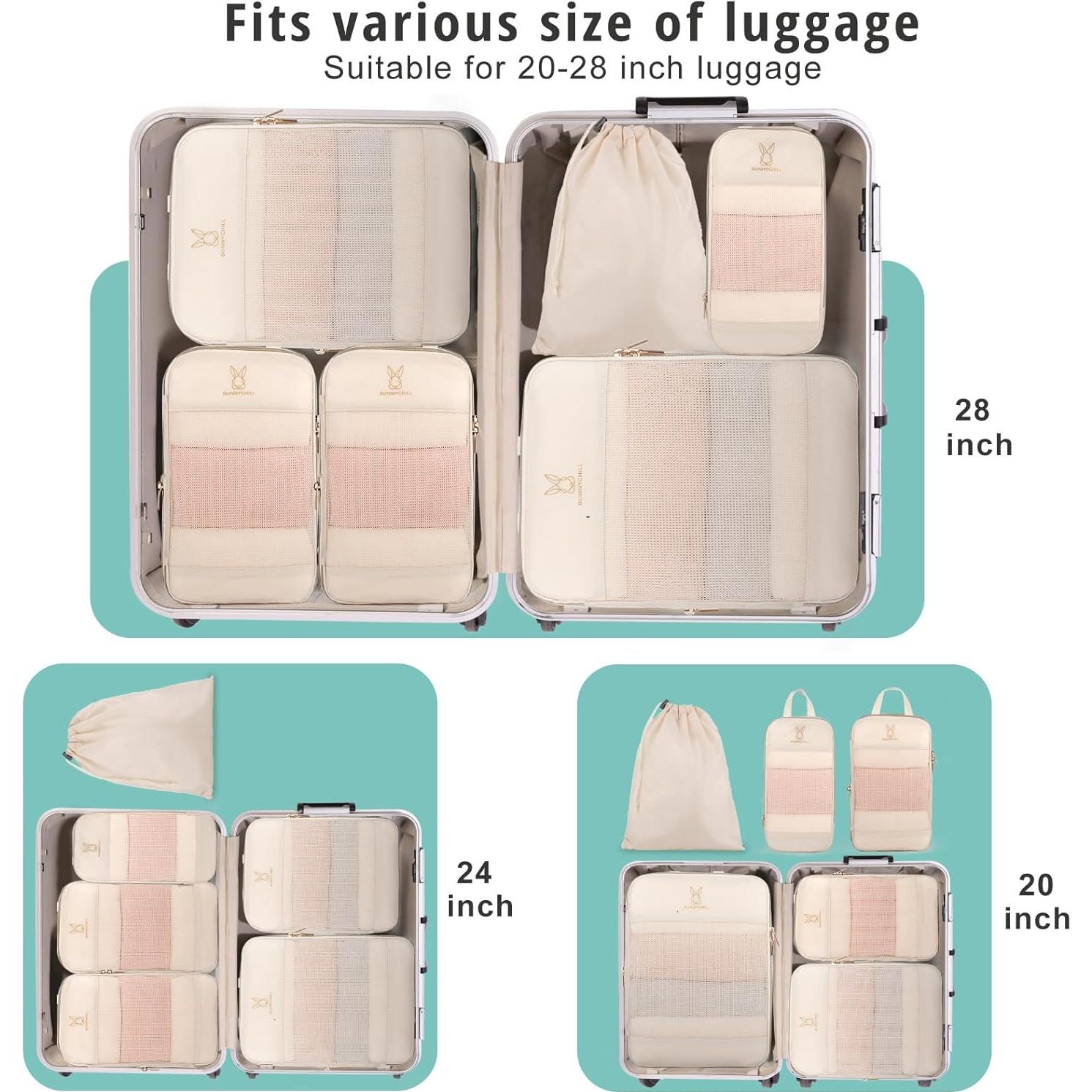 Set de 6 Cubos de Compresión Expandibles Bunnychill Beige