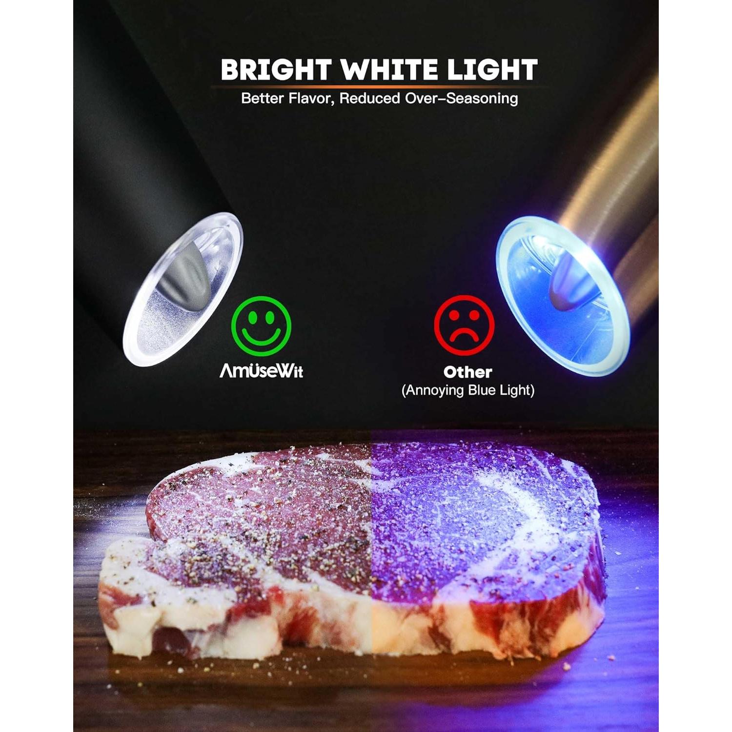 Molinillos Eléctricos de Sal y Pimienta AmuseWit Negro Mate 170g