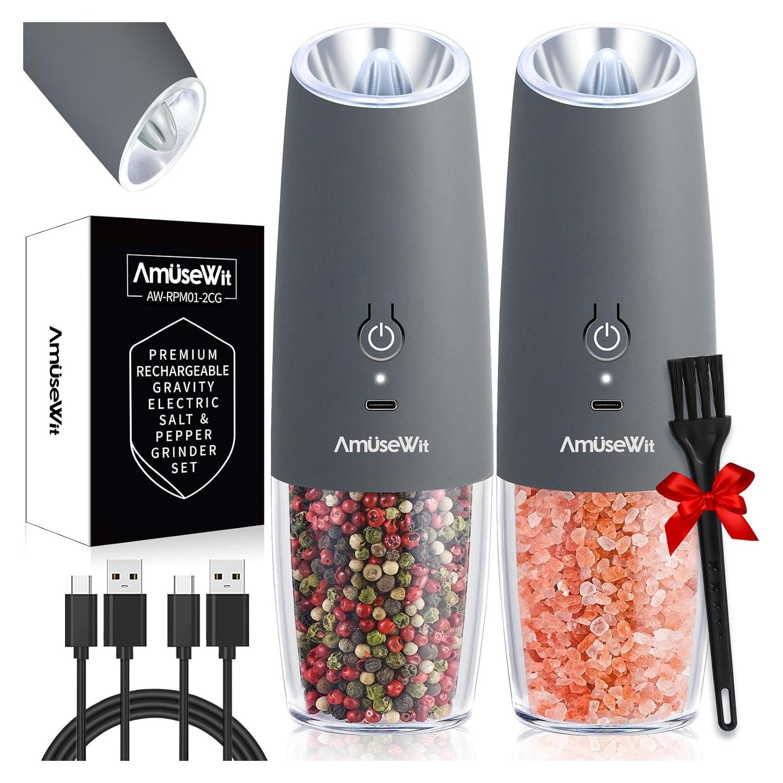 Molinillos Eléctricos de Sal y Pimienta AmuseWit USB Gris