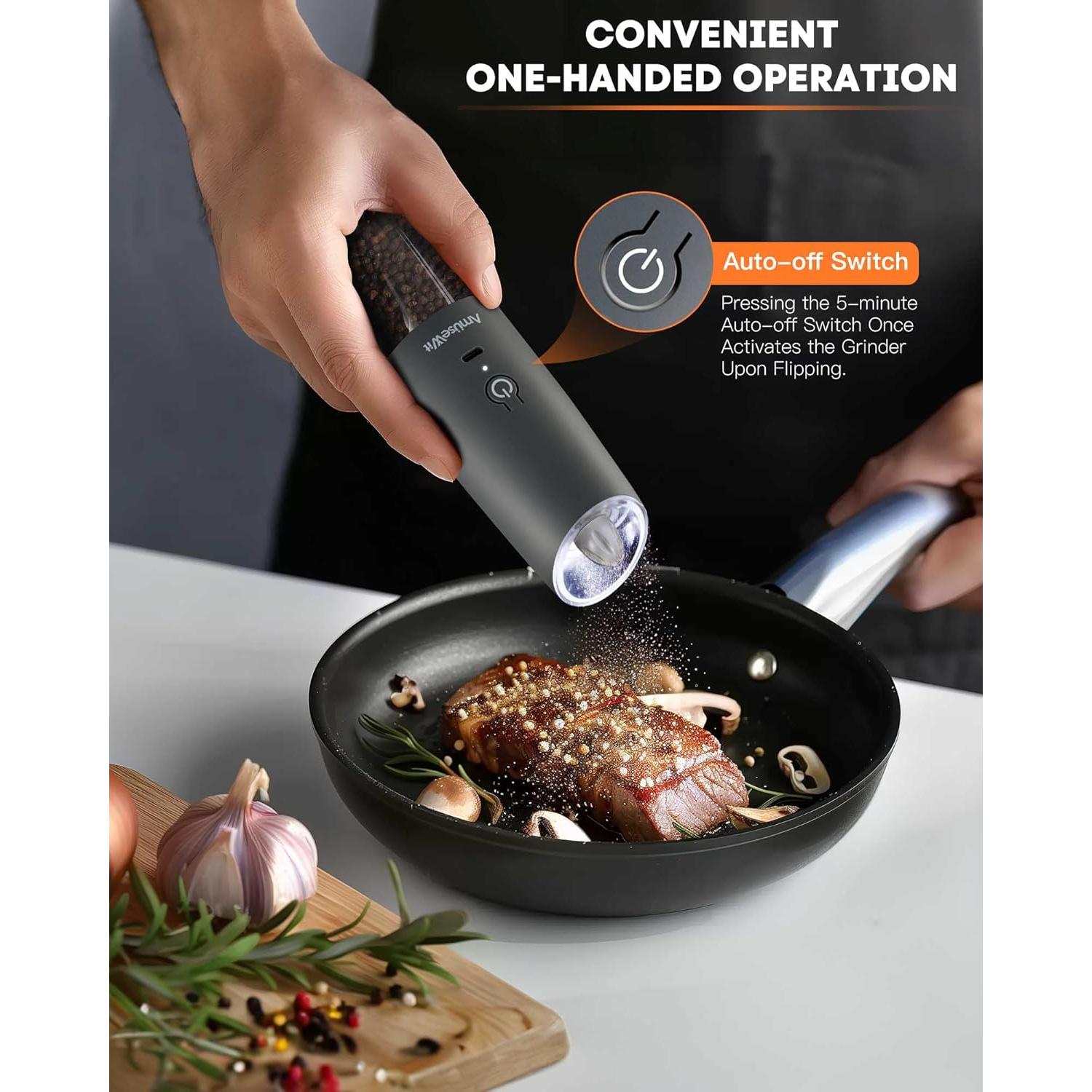 Molinillos Eléctricos de Sal y Pimienta AmuseWit USB Gris