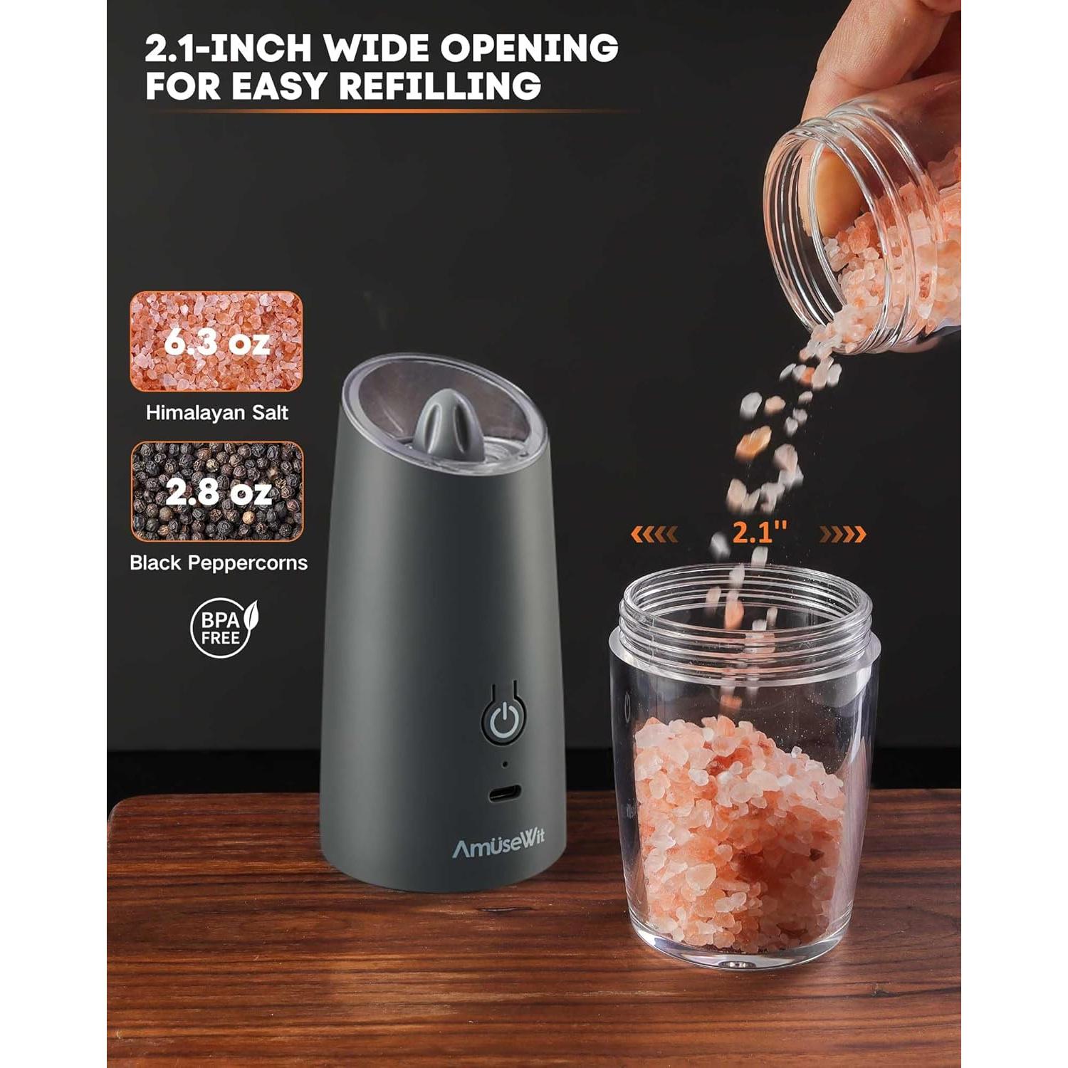 Molinillos Eléctricos de Sal y Pimienta AmuseWit USB Gris