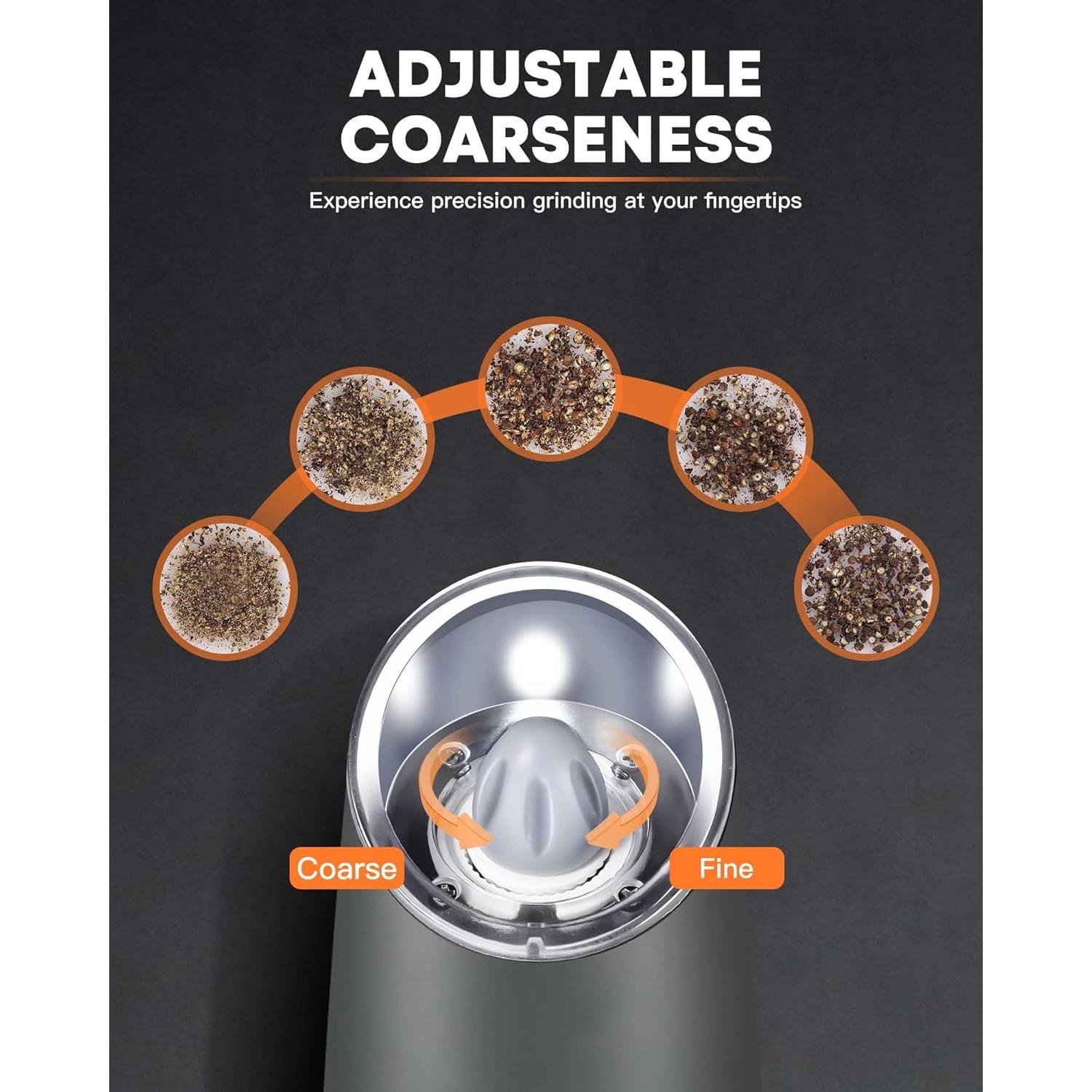 Molinillos Eléctricos de Sal y Pimienta AmuseWit USB Gris