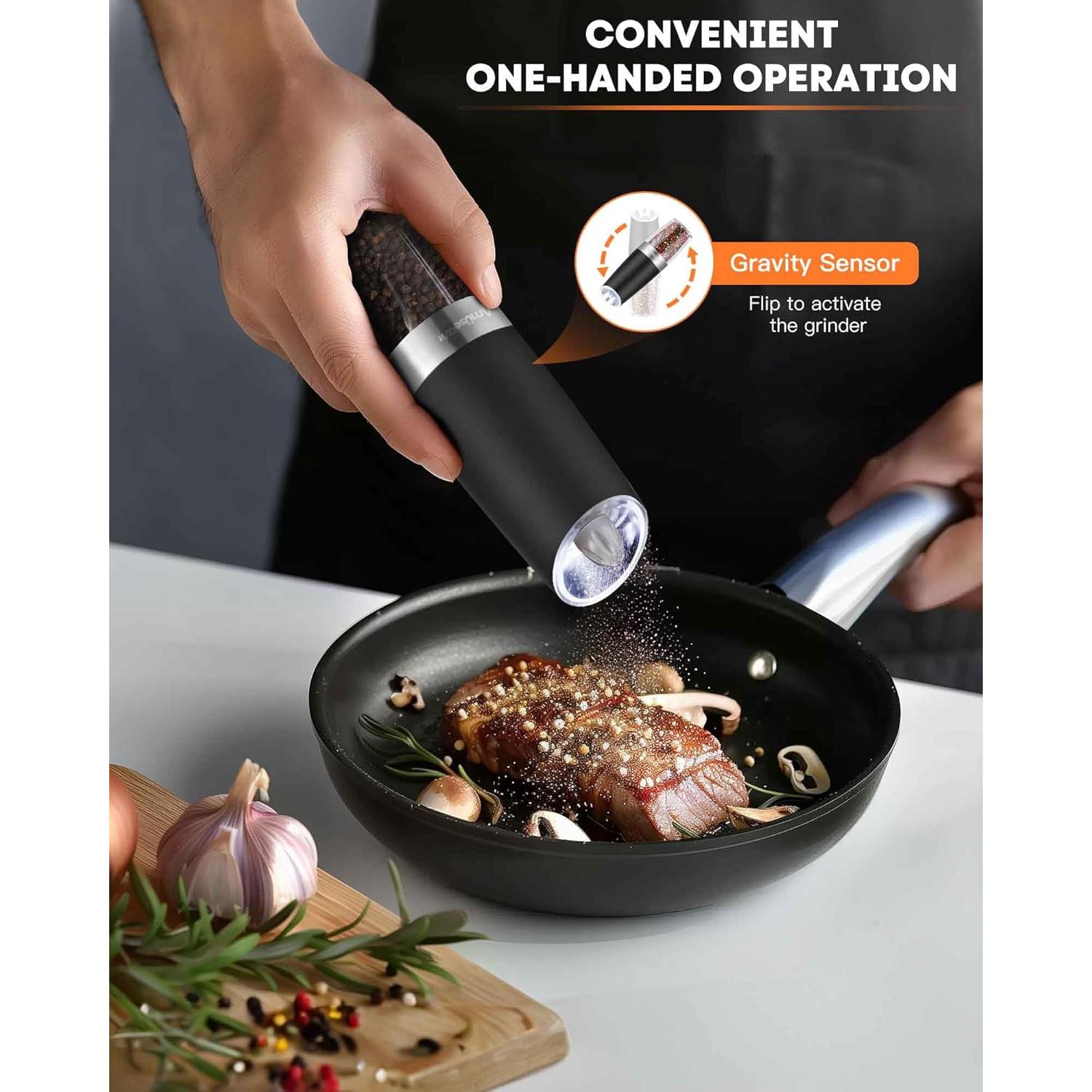 Molinillos Eléctricos de Sal y Pimienta AmuseWit Negro Mate