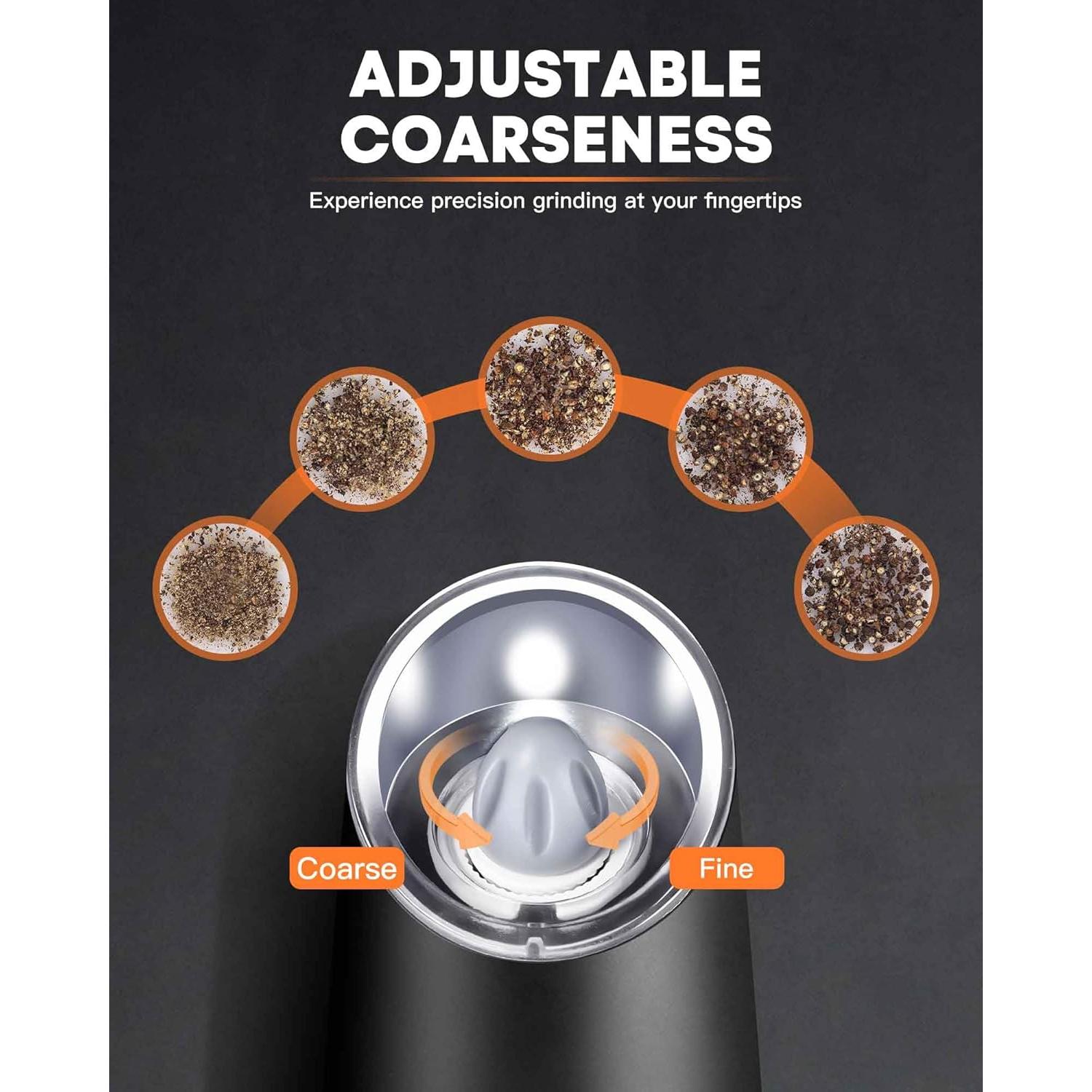 Molinillos Eléctricos de Sal y Pimienta AmuseWit Negro Mate