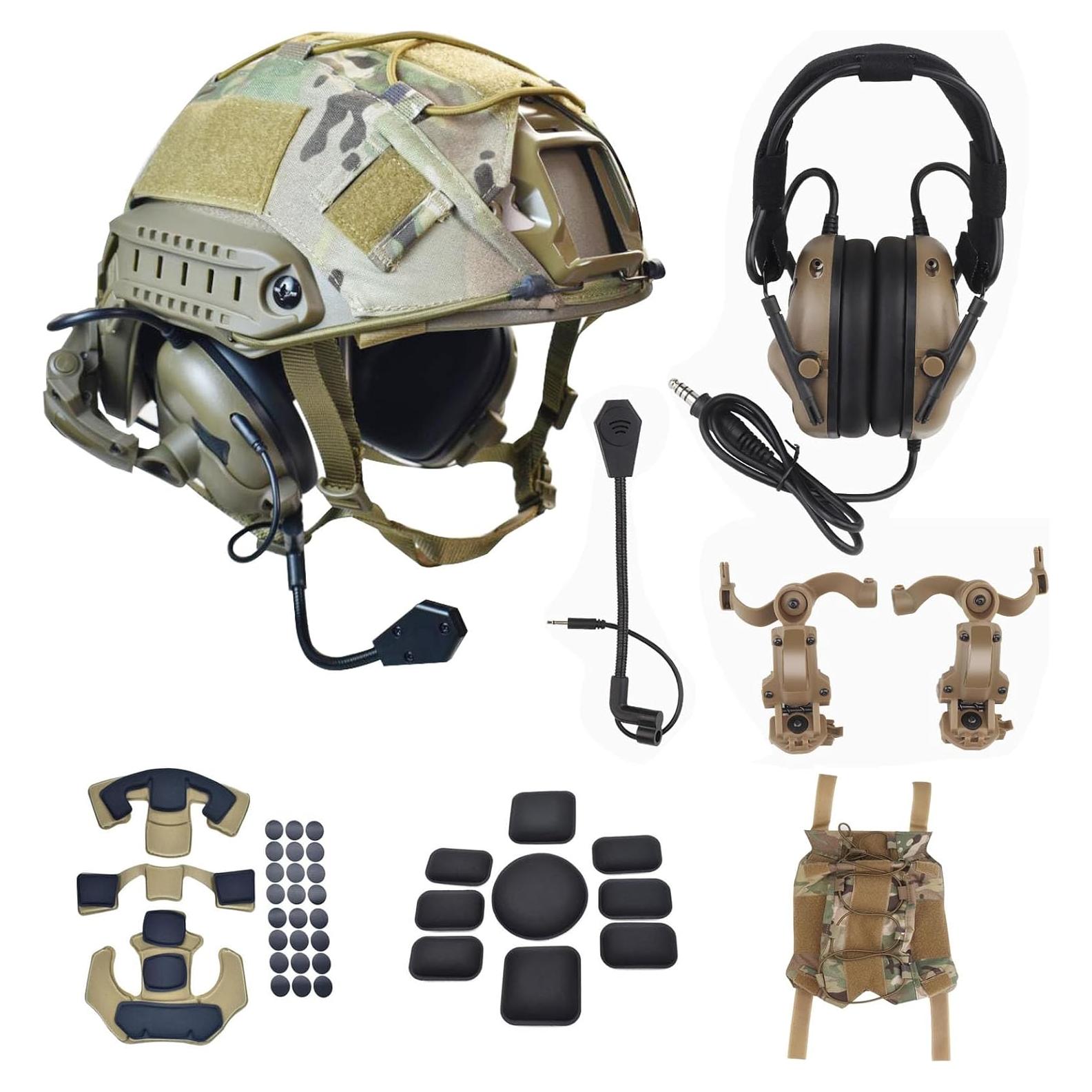 Casco Táctico Hdlsina HL09-19 con Auriculares y Adaptador