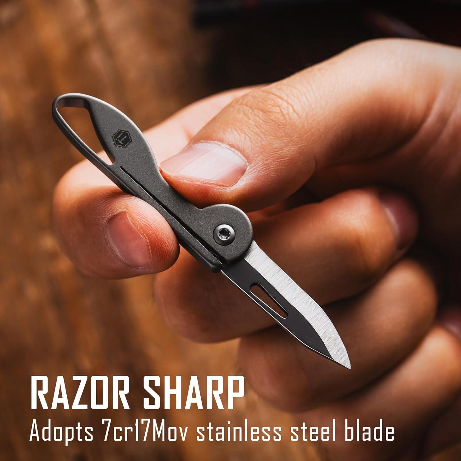 Cuchillo de bolsillo KeyUnity KK05 de titanio 7cr17Mov gris