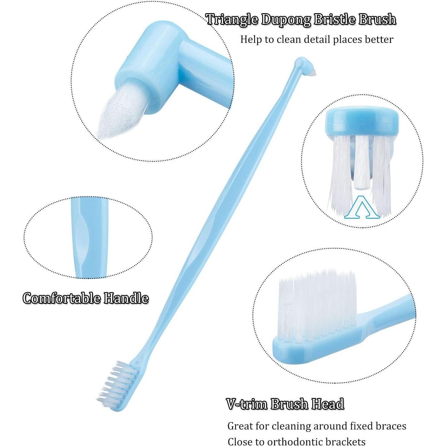 Cepillo Ortodóntico Doble Extremo HRASY 4 Piezas Colores