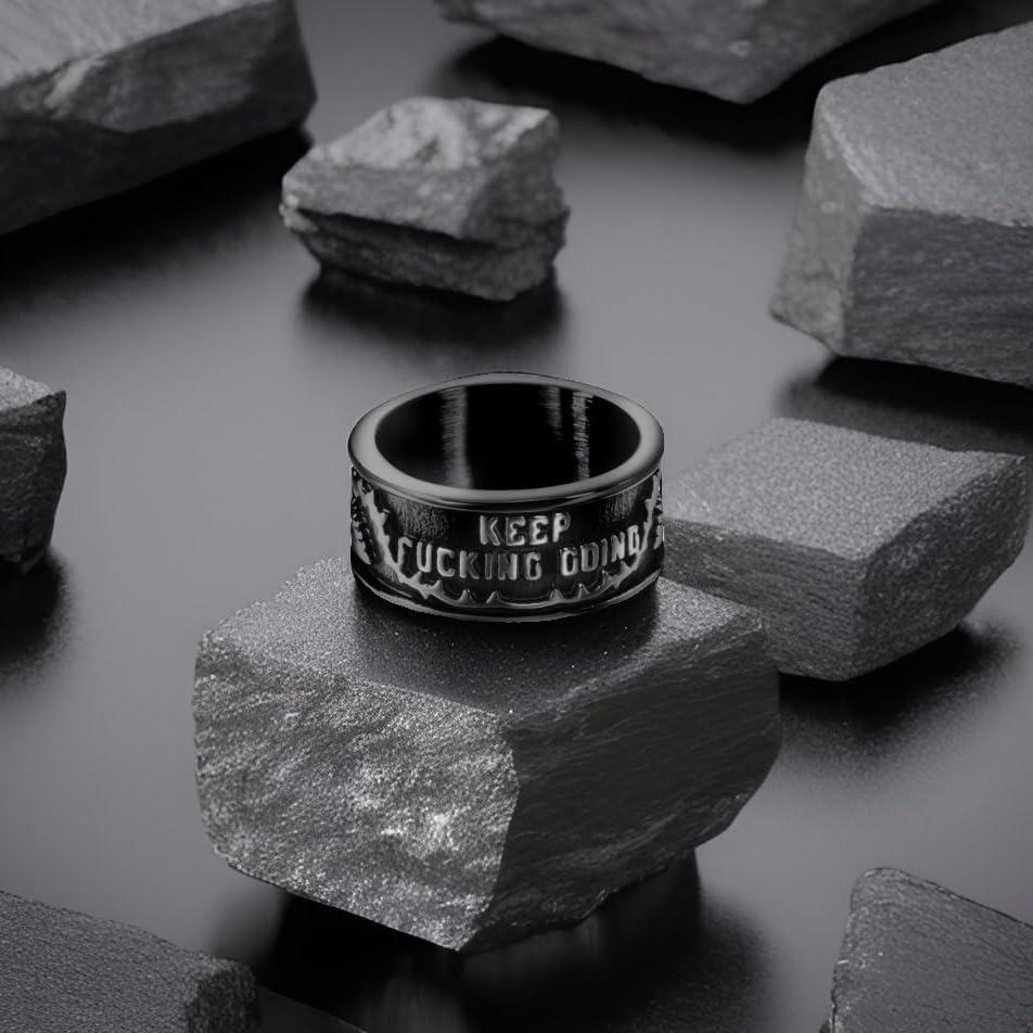 Anillo Gótico Elfasio de Acero Inoxidable con Calavera y Rosa