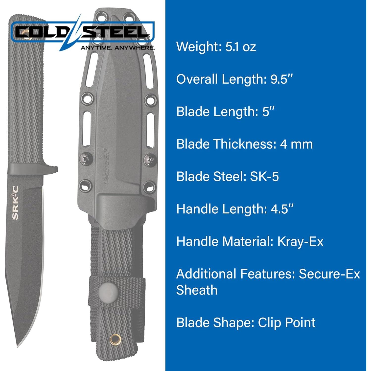 Cuchillo Táctico Cold Steel SRK Compact 12.7 cm SK-5 con Funda