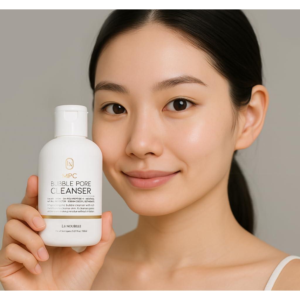 MPC Bubble Pore Cleanser, Korean Face Wash, Gentle Deep Pore Facial Cleanser with Caviar, Blackhead Makeup Remover, Pore Minimizer, Hydrating, Exfoliator, Oily, Dry Skin 5.07 fl oz