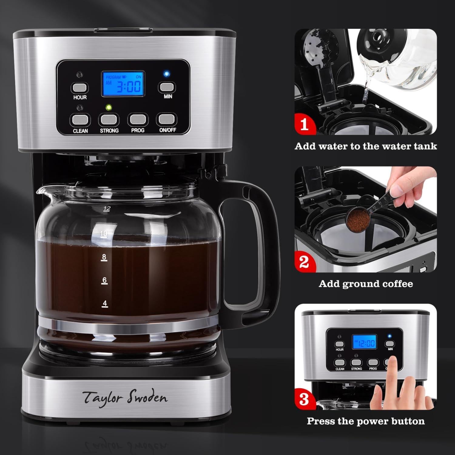 Cafetera Programable Taylor Swoden 12 Tazas Automática